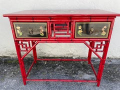 Vintage Lynn Chase Jaguar Jungle Console Table, 20th Century Wood & Paint