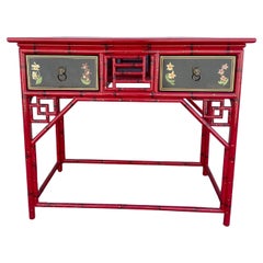 Vintage Lynn Chase Jaguar Jungle Console Table, 20th Century Wood & Paint