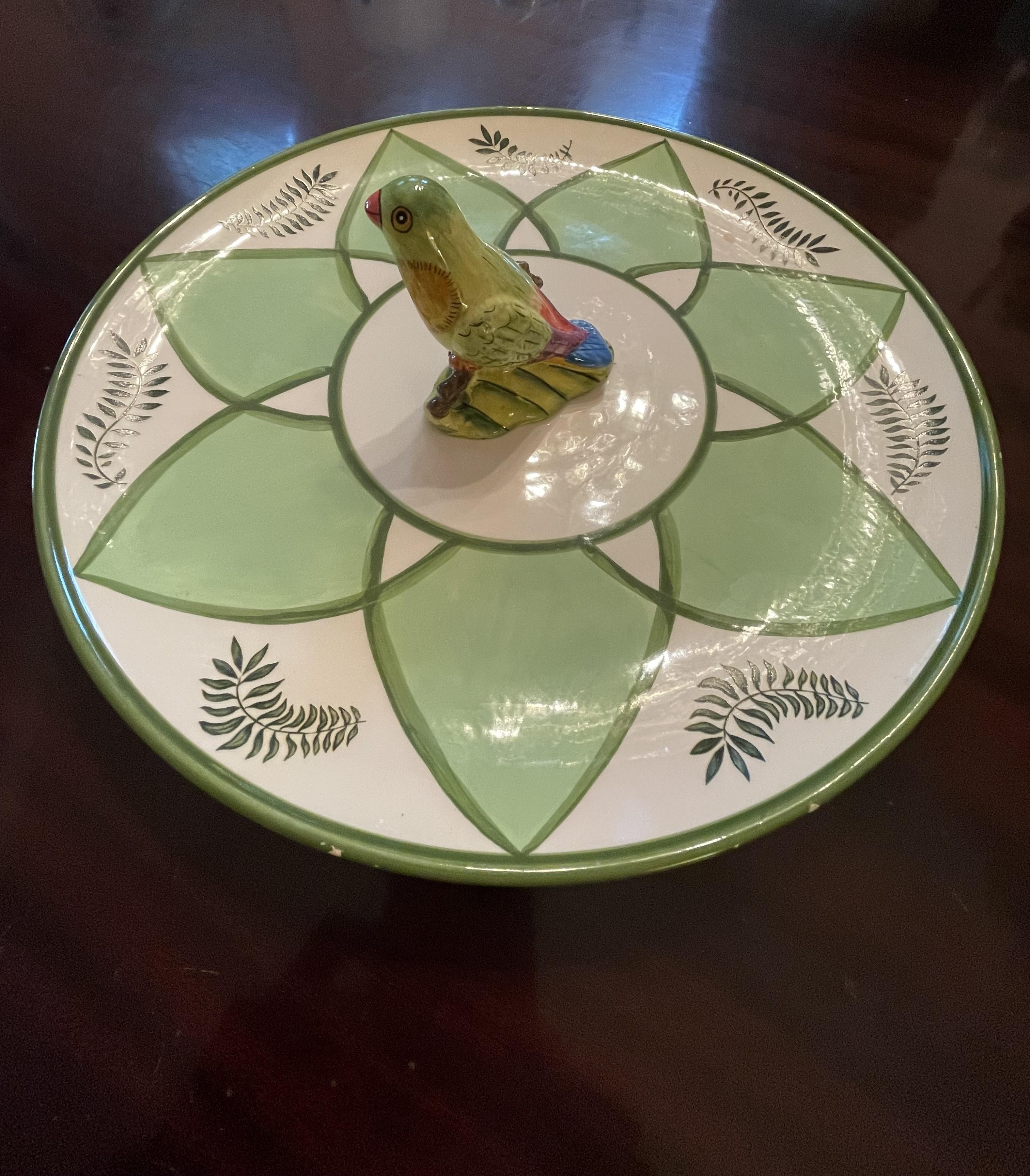 Vintage Lynn Chase 'Parrots' Serving Platter or Appetizer Dish In Excellent Condition For Sale In Austin, TX