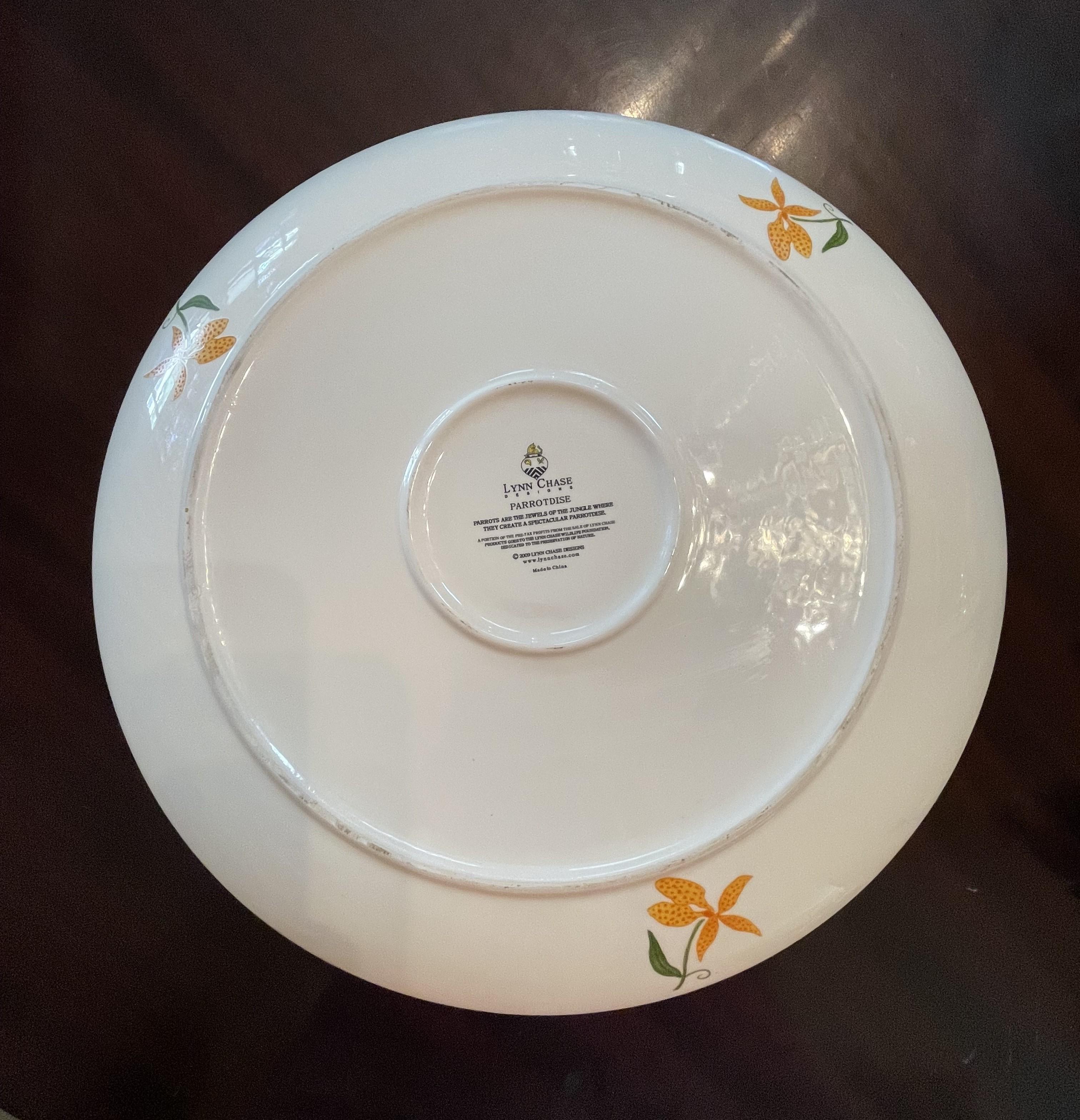 Ceramic Vintage Lynn Chase 'Parrots' Serving Platter or Appetizer Dish For Sale