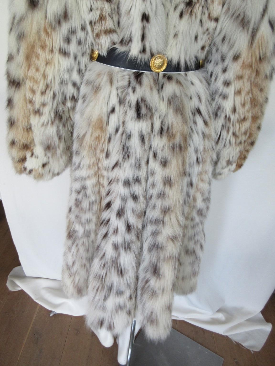 Women's or Men's Vintage Lynx Fur Long Coat For Sale
