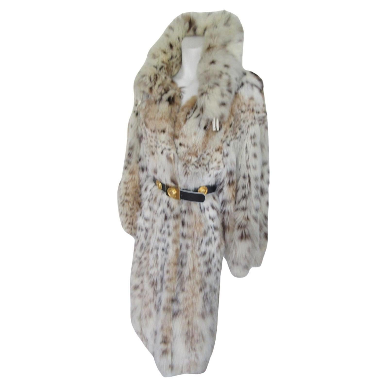 Vintage Lynx Fur Long Coat For Sale