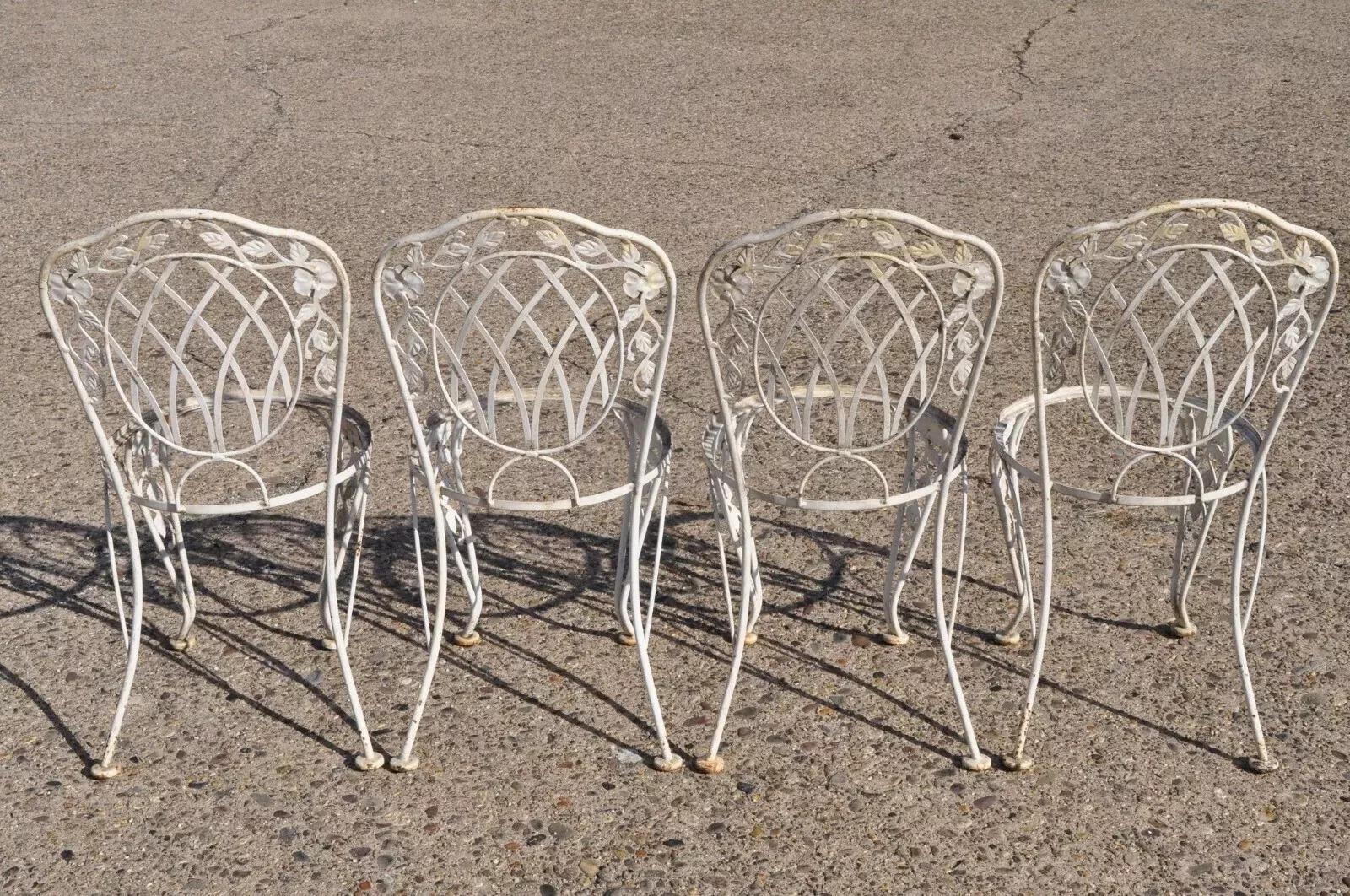 Schmiedeeisernes Garten-/ Terrassen-/Esszimmer-Set in Lyon-Form mit Windblumen-Gitter, 5 Teile im Angebot 3