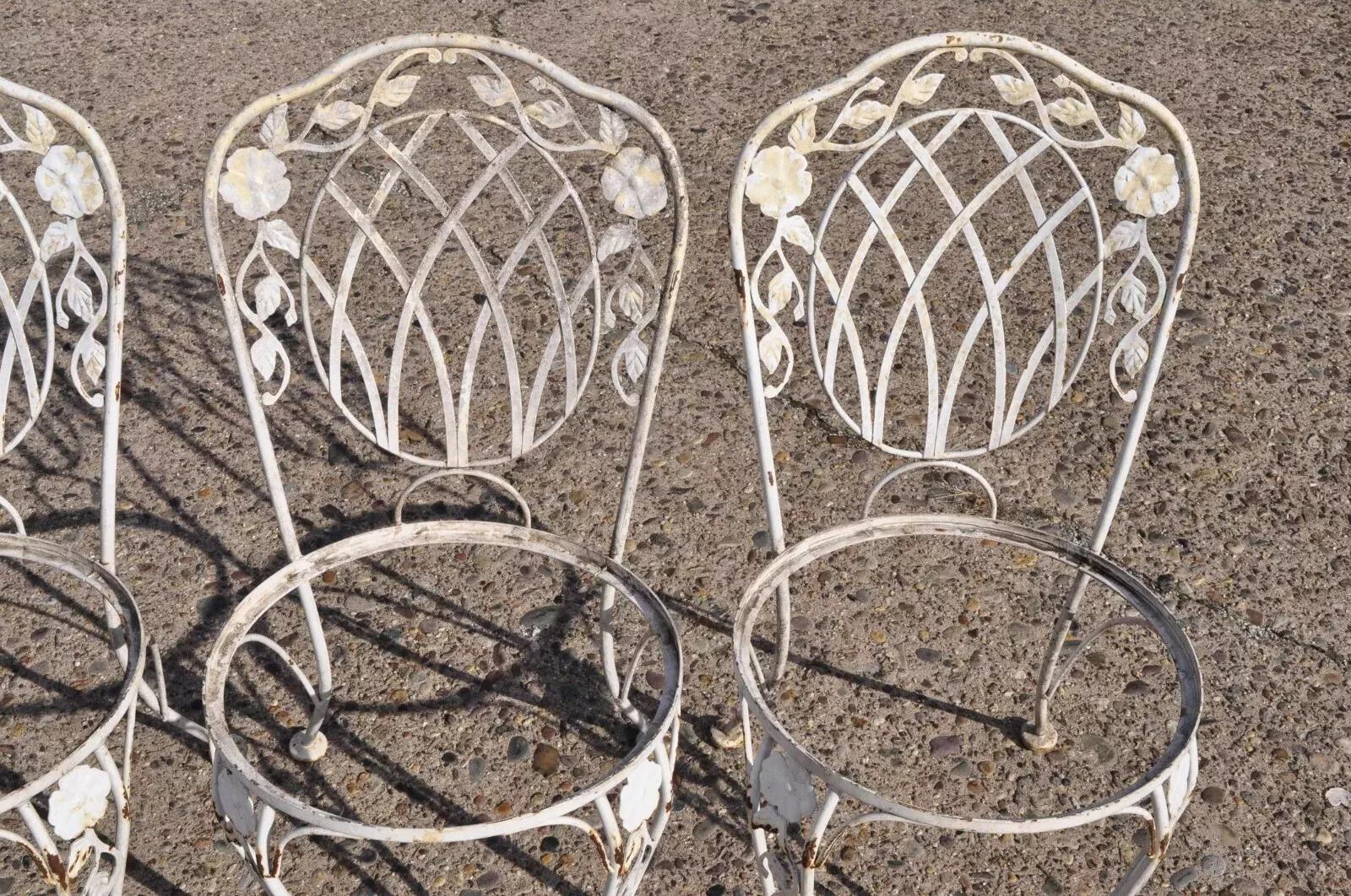 Schmiedeeisernes Garten-/ Terrassen-/Esszimmer-Set in Lyon-Form mit Windblumen-Gitter, 5 Teile im Angebot 4