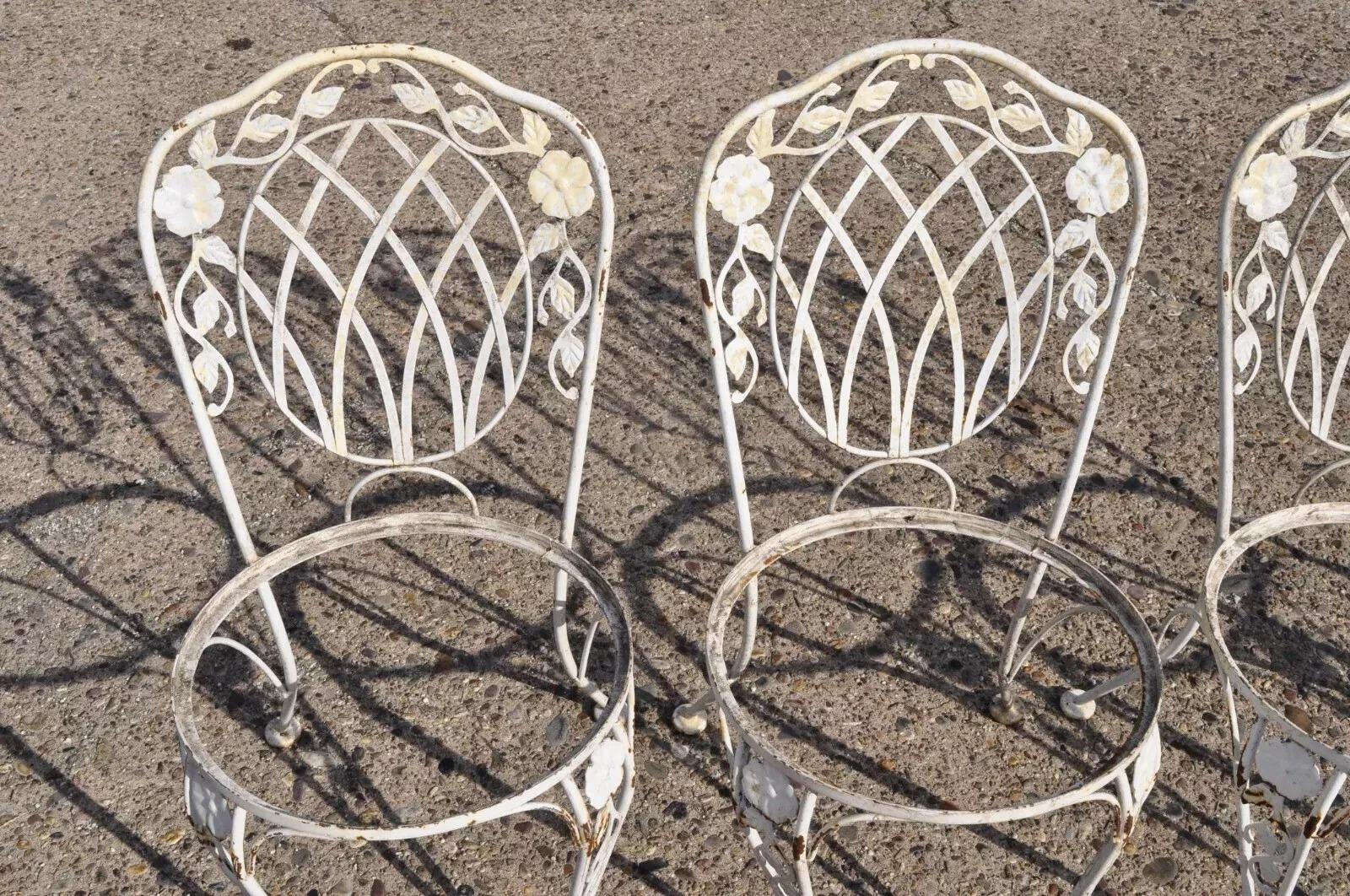 Schmiedeeisernes Garten-/ Terrassen-/Esszimmer-Set in Lyon-Form mit Windblumen-Gitter, 5 Teile im Angebot 2