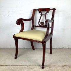 Vintage Lyre-Back Accent Chair With Fluted Arms