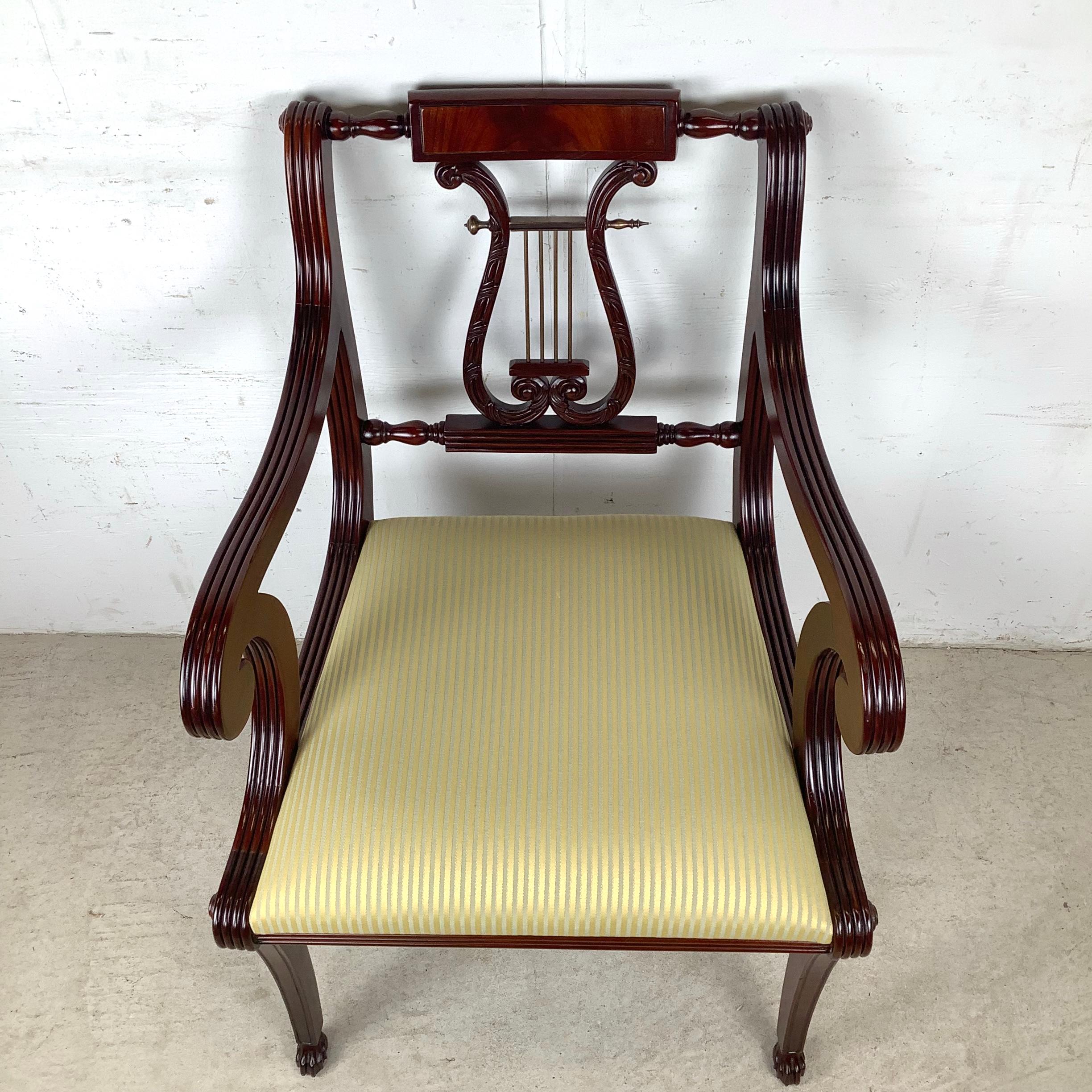 Vintage Lyre-Back Accent Chair With Fluted Arms (Neoklassisches Revival) im Angebot