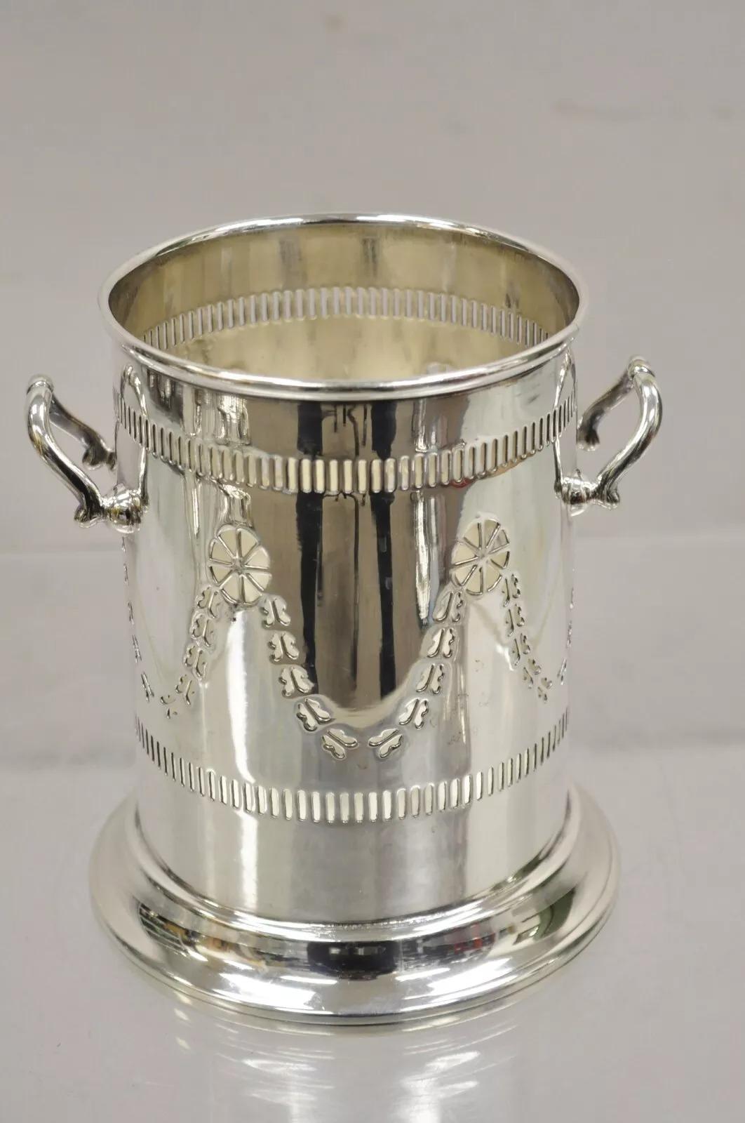 Sottobicchiere per bottiglie di vino e champagne vintage M. Bros English Edwardian Silver Plated in vendita 3