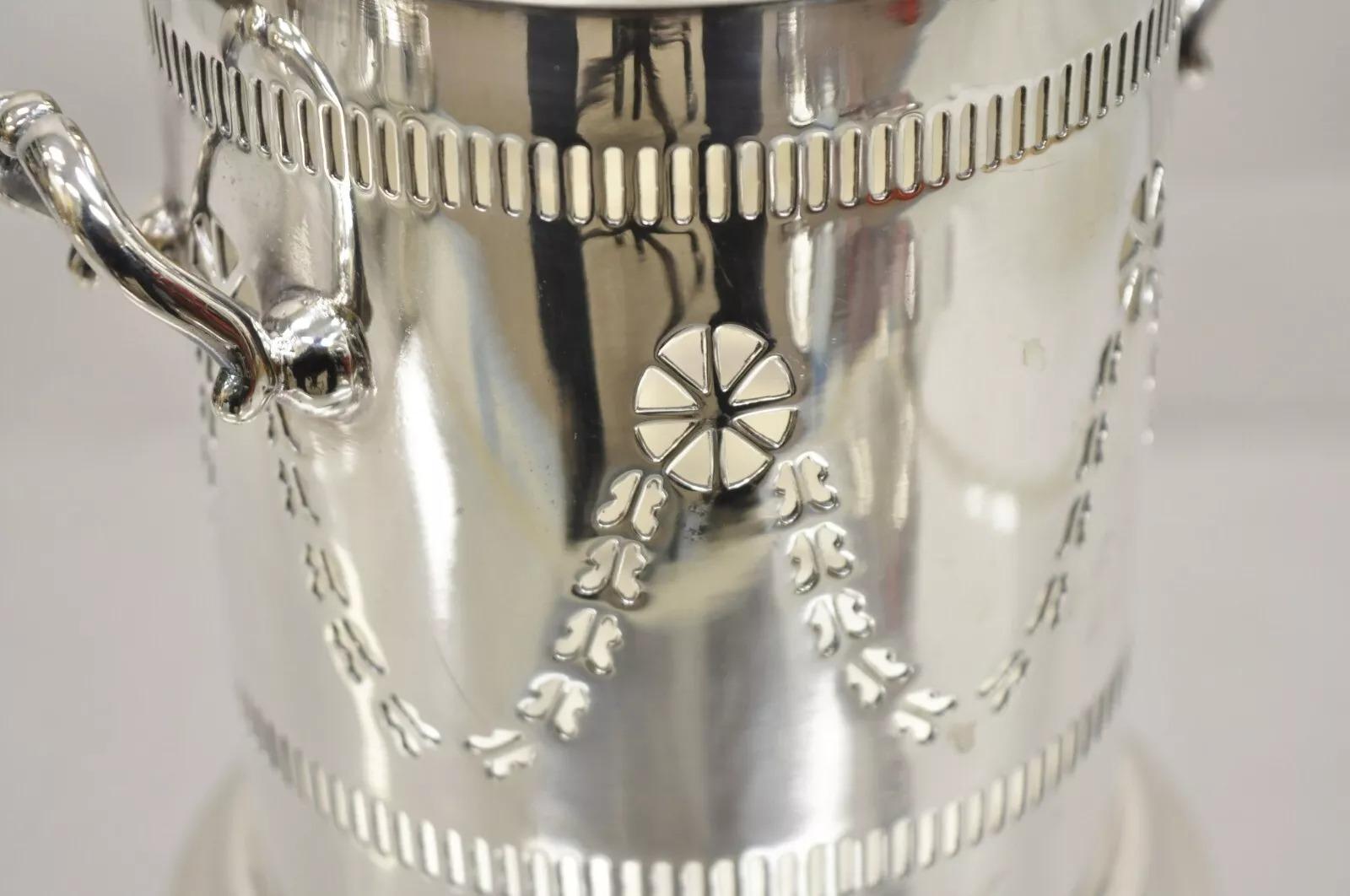 Sconosciuto Sottobicchiere per bottiglie di vino e champagne vintage M. Bros English Edwardian Silver Plated in vendita