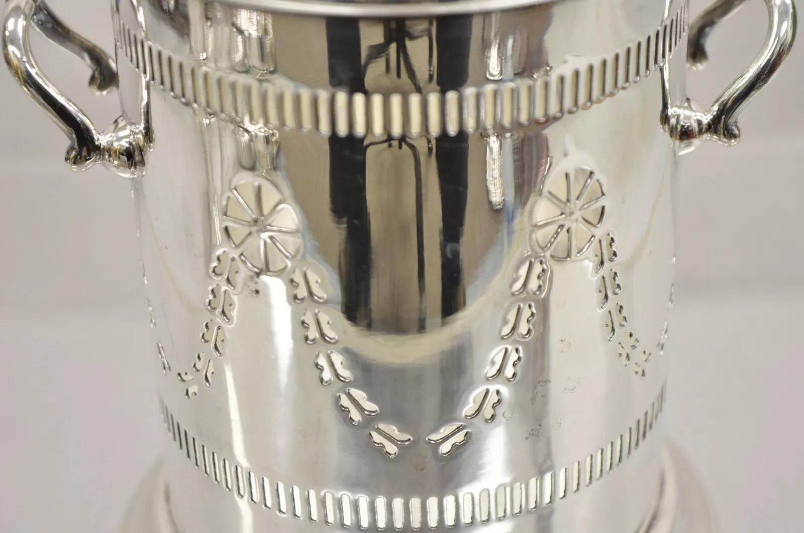 Sottobicchiere per bottiglie di vino e champagne vintage M. Bros English Edwardian Silver Plated In condizioni buone in vendita a Philadelphia, PA