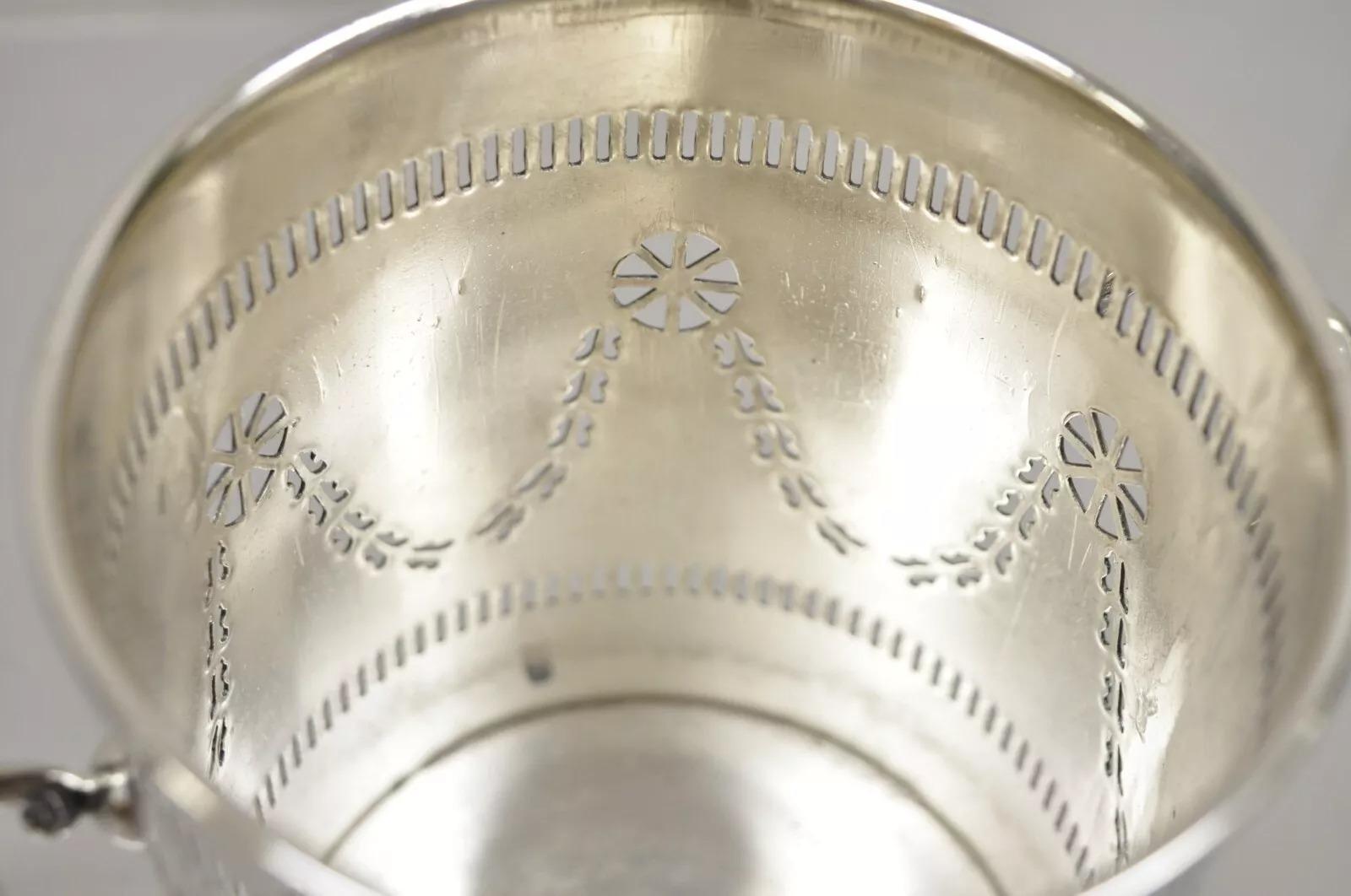 Placcato argento Sottobicchiere per bottiglie di vino e champagne vintage M. Bros English Edwardian Silver Plated in vendita
