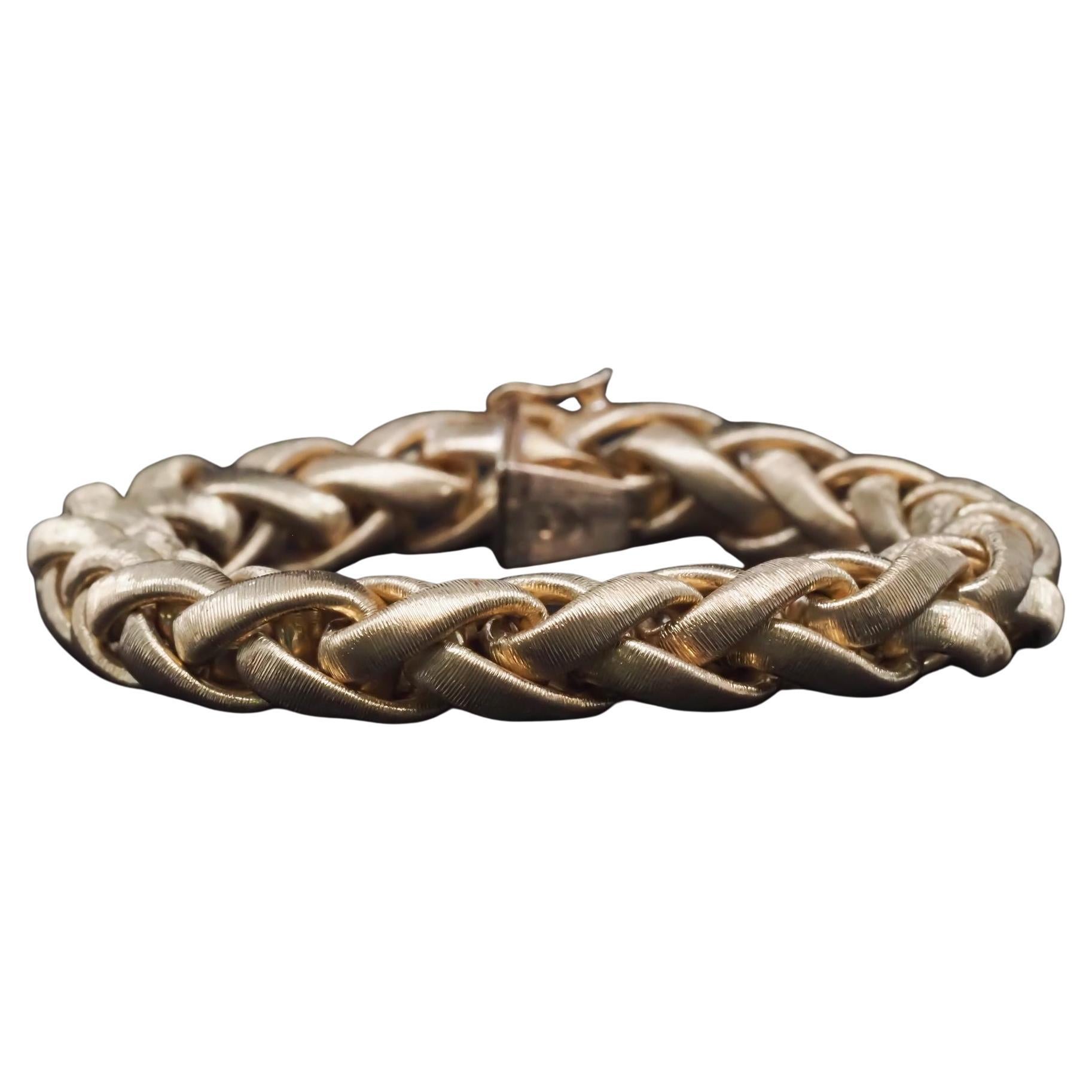 Vintage A&M. BUCCELATTI Bracelet texturé en or jaune 18K - VHK#3b en vente