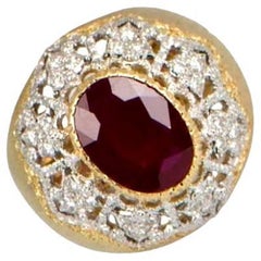 Anello vintage M Buccellati con rubino da 3,38 carati, oro bianco, Italia
