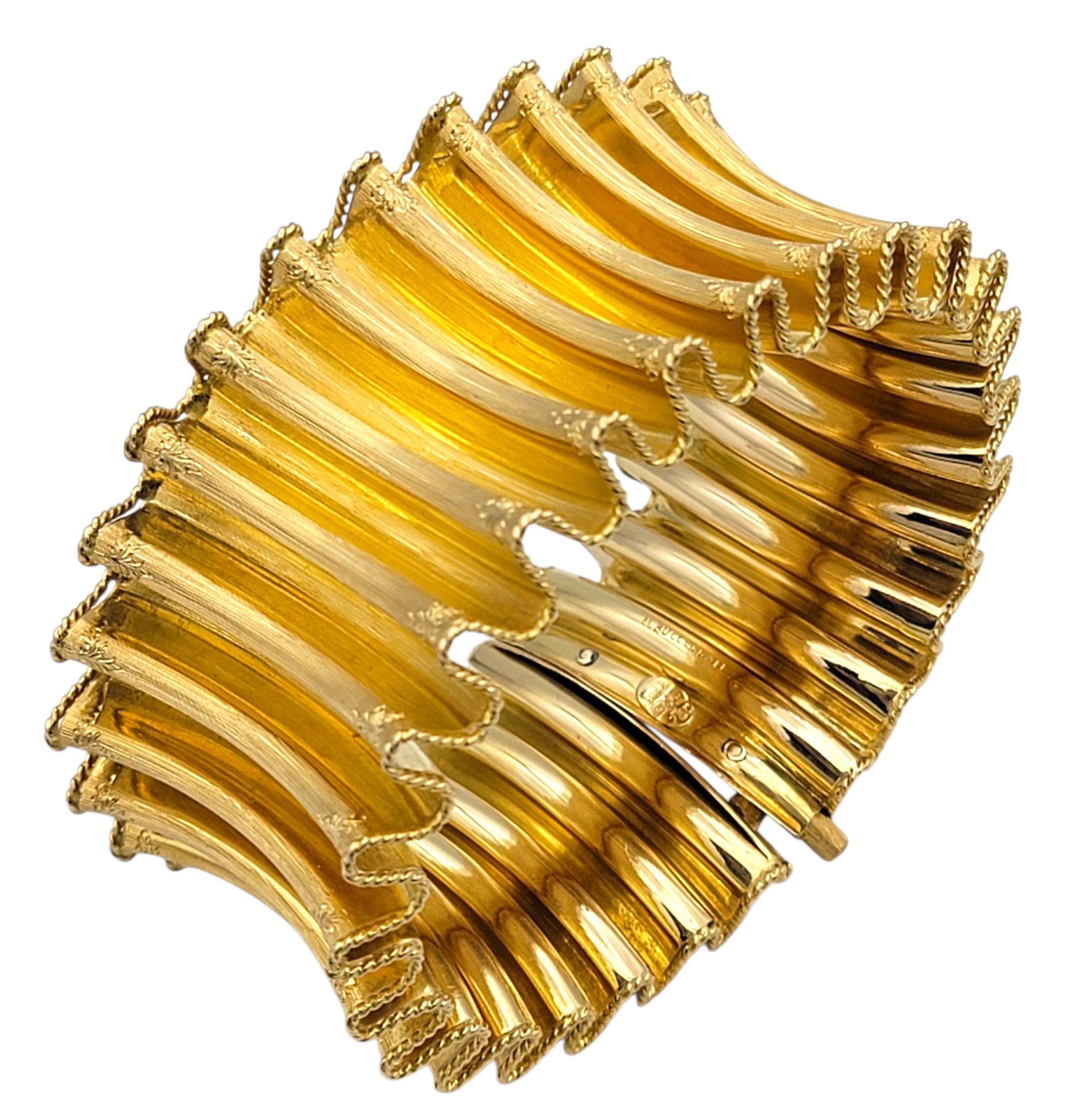 Vintage A&M Buccellati Manchette large cannelée or jaune 18 carats Bon état - En vente à Scottsdale, AZ