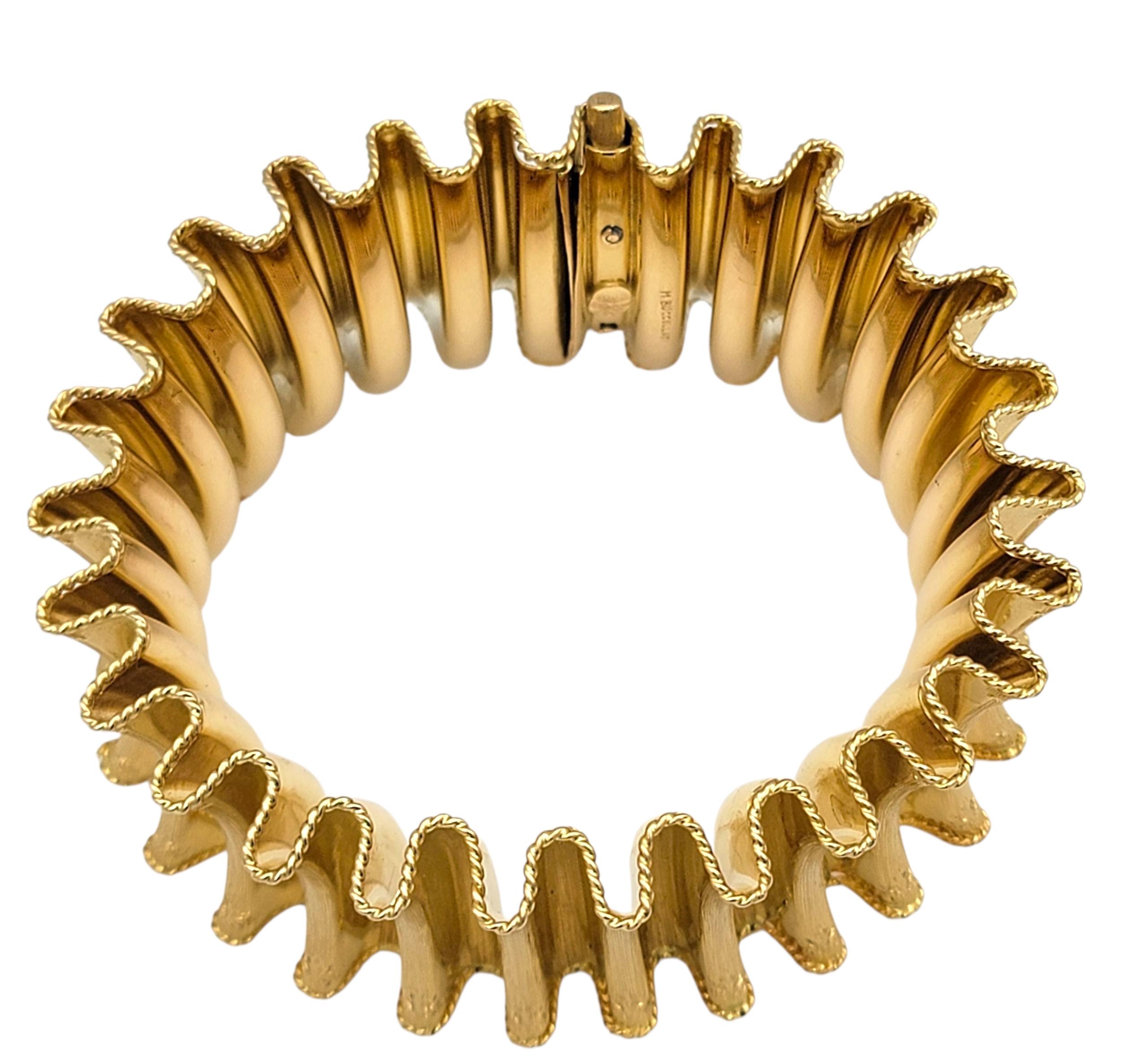 Vintage A&M Buccellati Manchette large cannelée or jaune 18 carats en vente 1