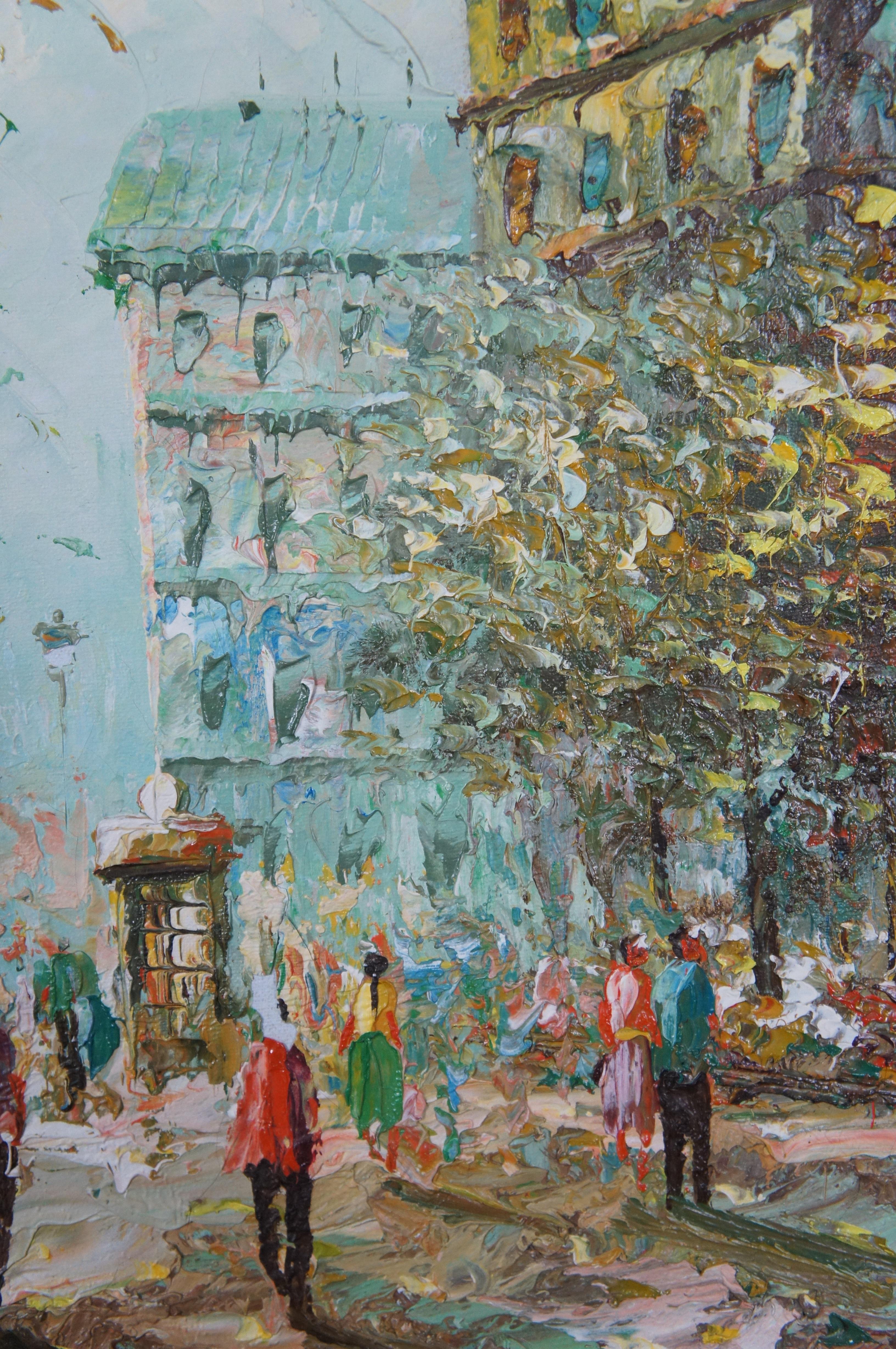 Vintage M. Davids Parisian Impressionist Cityscape Paris France Peinture à l'huile 31