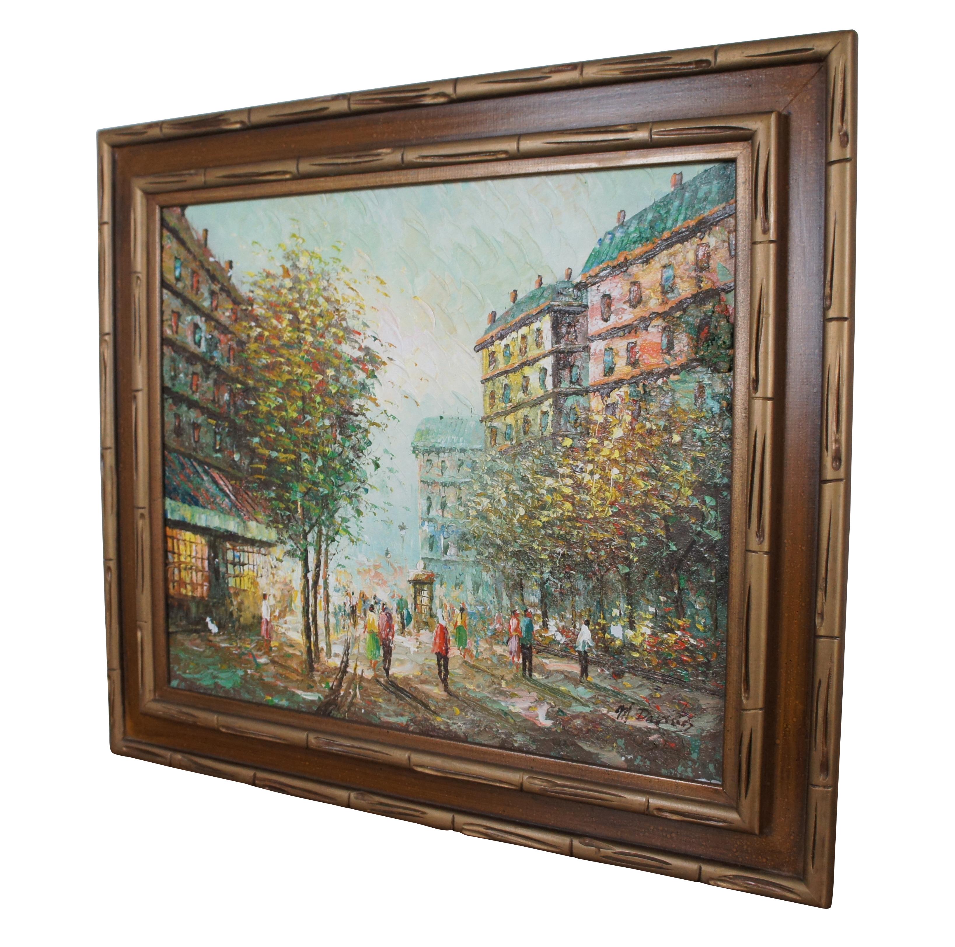 Tableau de paysage urbain parisien par M. A&M.  Une huile sur toile dans les rues de Paris.  Magnifiquement peinte avec des couleurs exceptionnelles.  Signé à la main en bas à droite.

Dimensions :
30,75