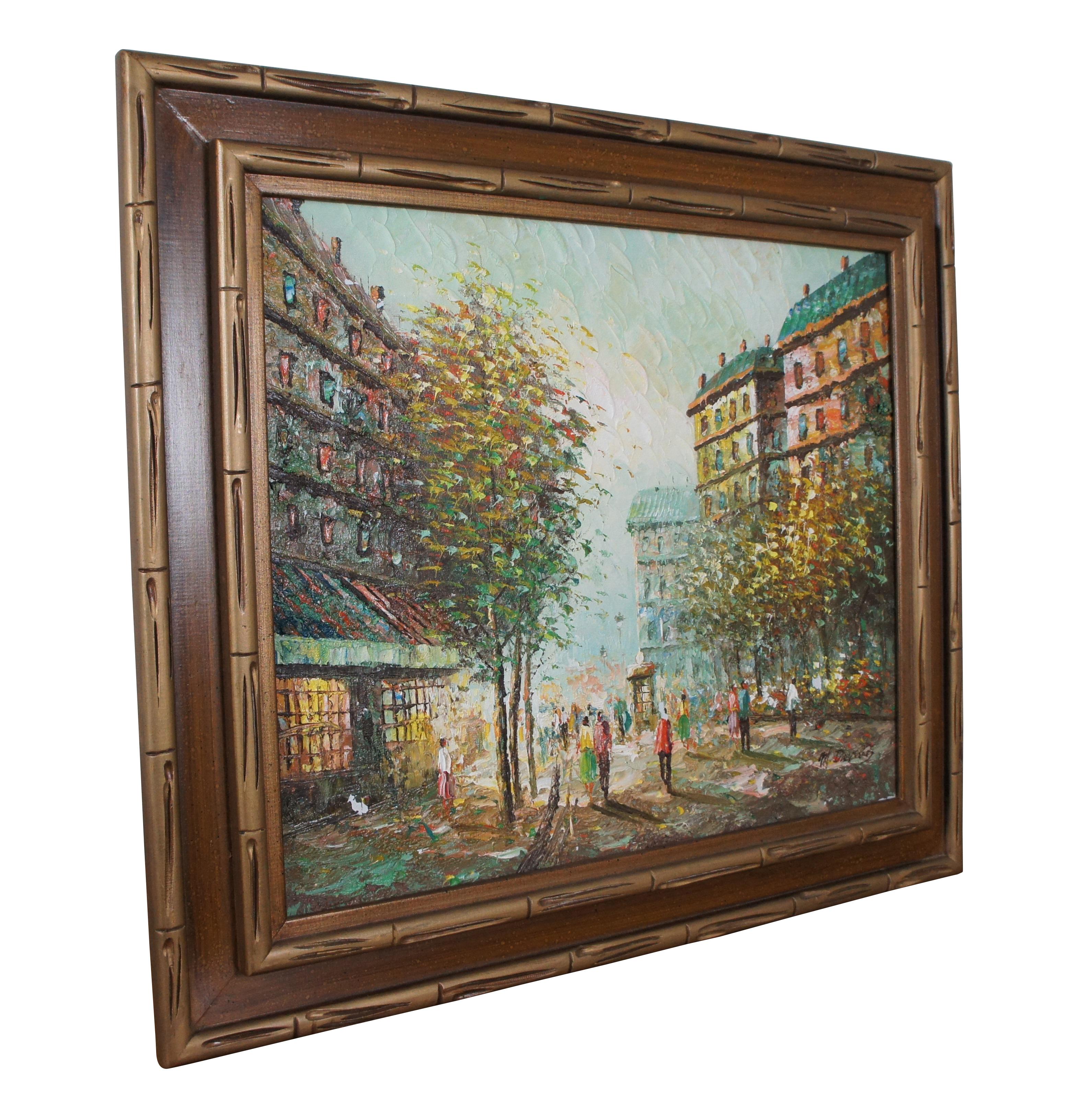 Expressionniste Vintage M. Davids Parisian Impressionist Cityscape Paris France Peinture à l'huile 31