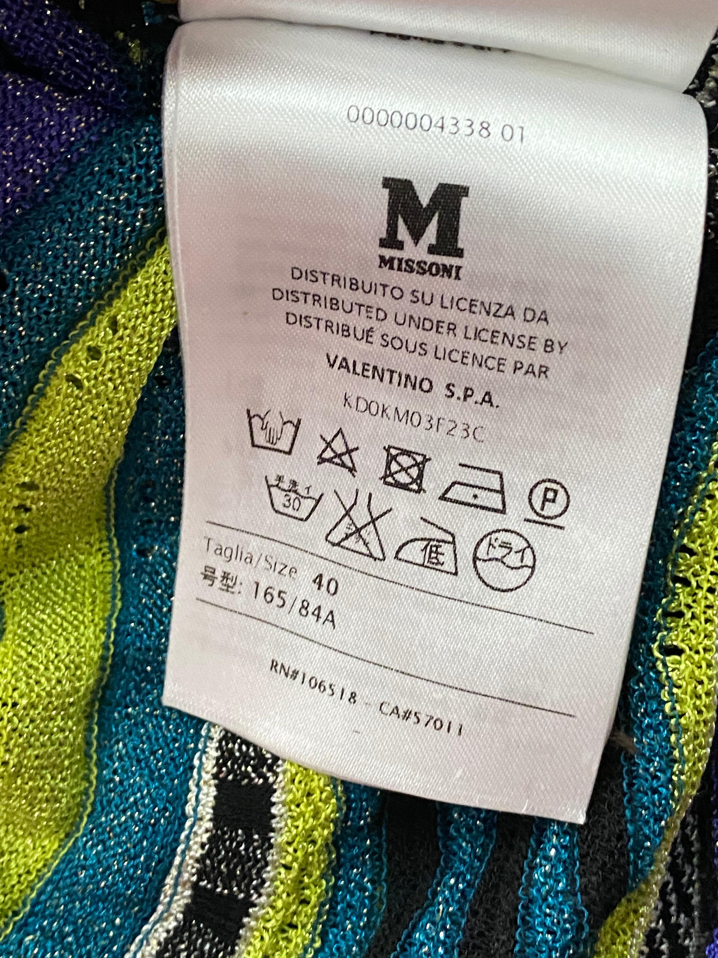 Vintage M MIssoni Multicolor Striped Knit Top and Skirt Set For Sale 2
