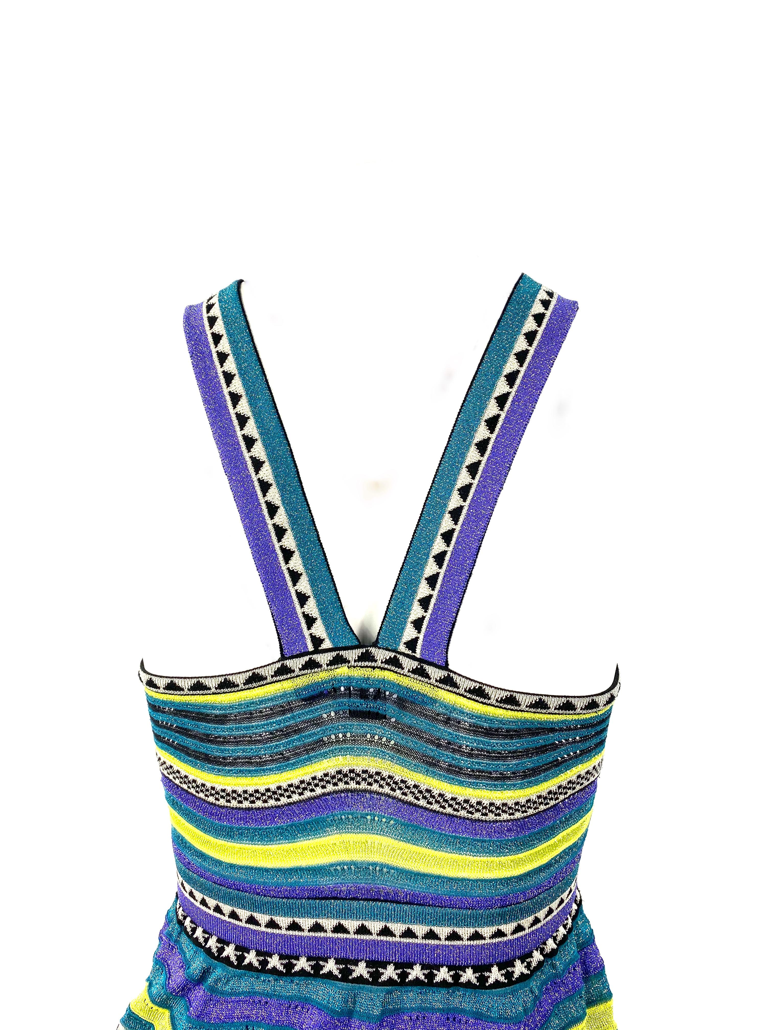 M MIssoni - Ensemble jupe et haut en tricot rayé multicolore vintage Pour femmes en vente