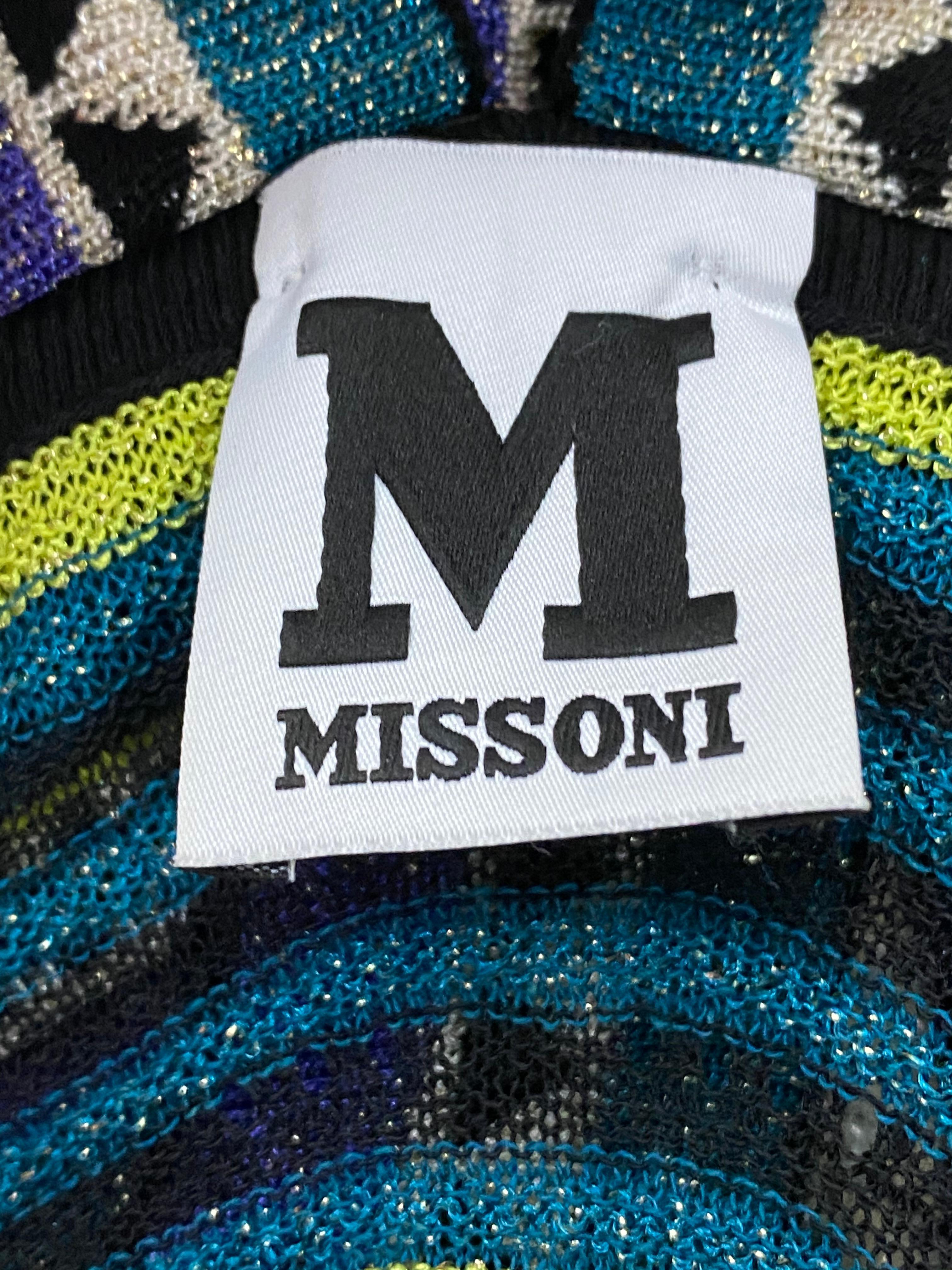 M MIssoni - Ensemble jupe et haut en tricot rayé multicolore vintage en vente 3