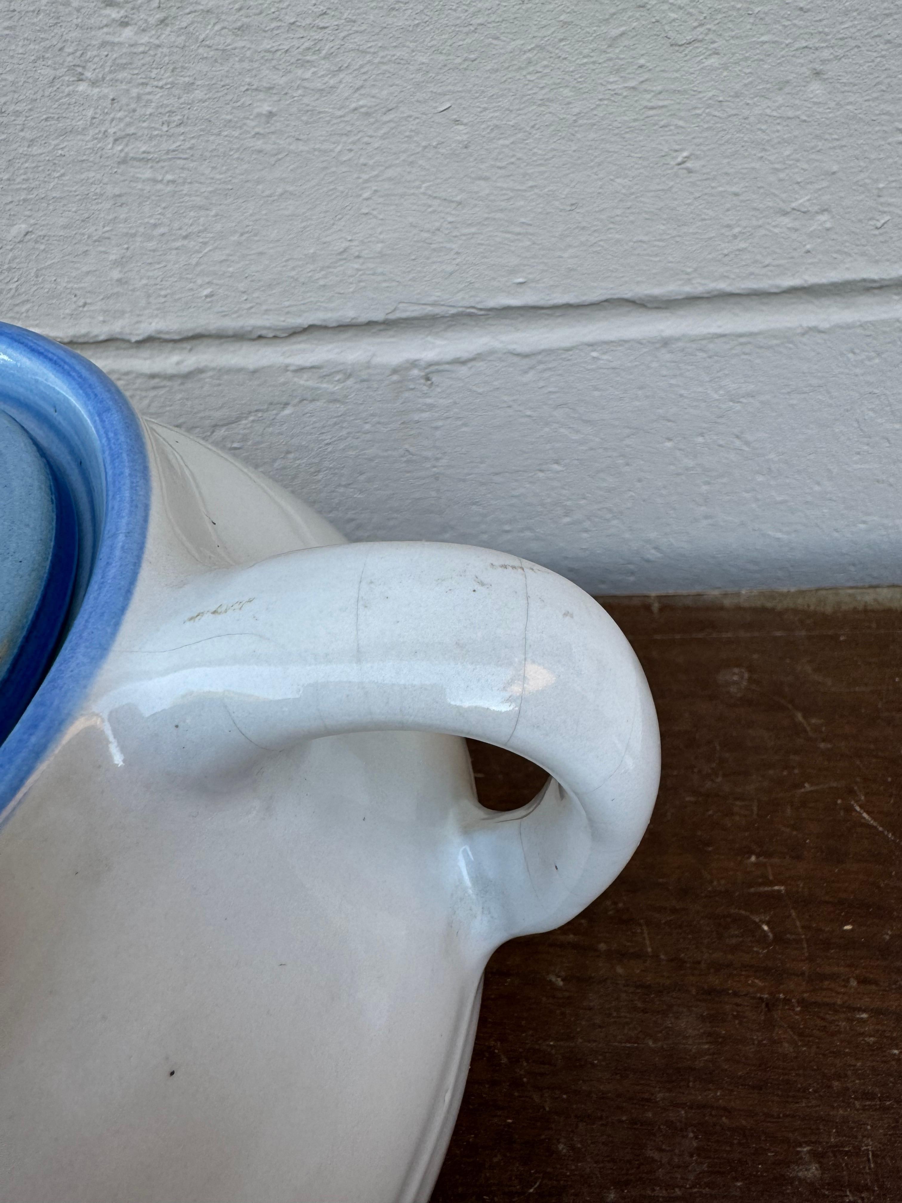 Vintage M.A. Hadley Hand Painted Bean Pot Cookie Jar With Whale Design 1