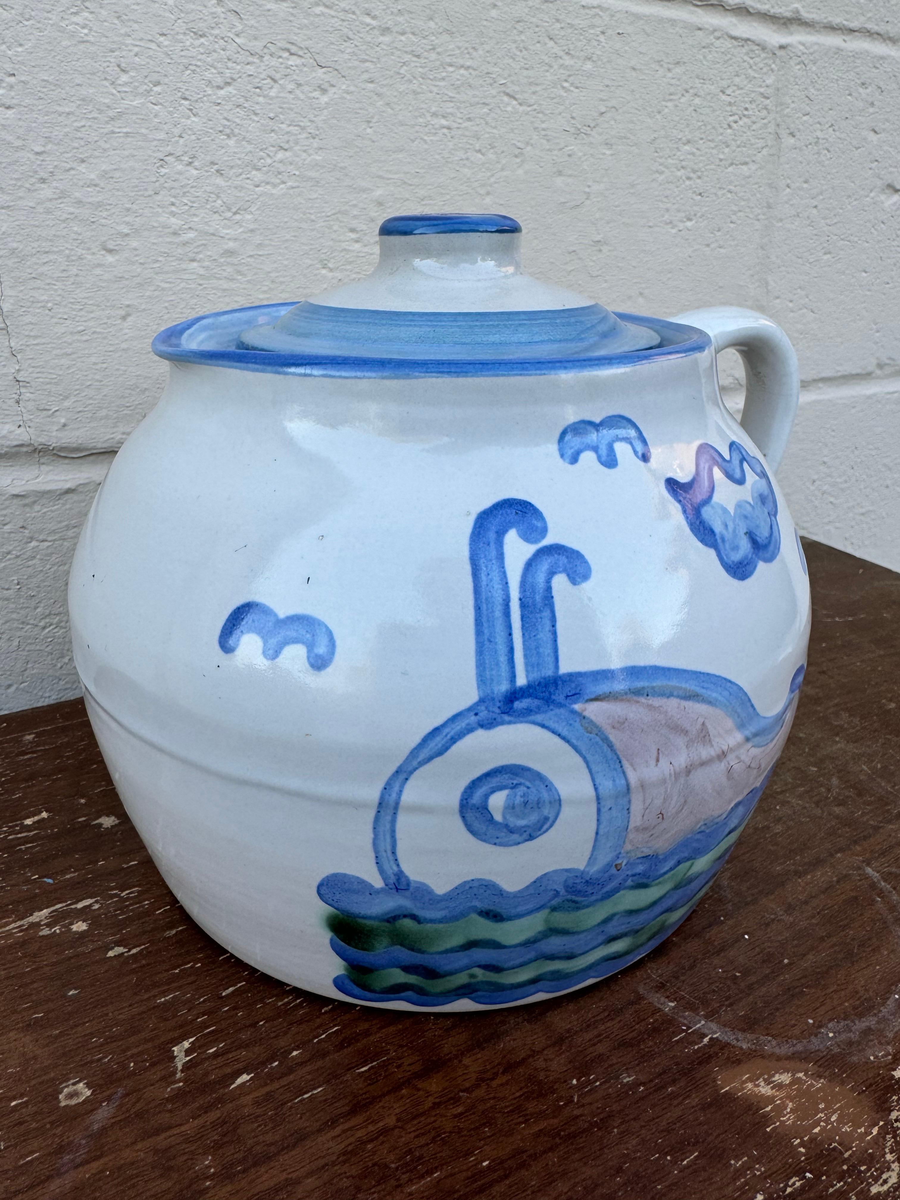 M.A. Vintage Tarro para galletas Hadley pintado a mano con diseño de ballena en venta 2
