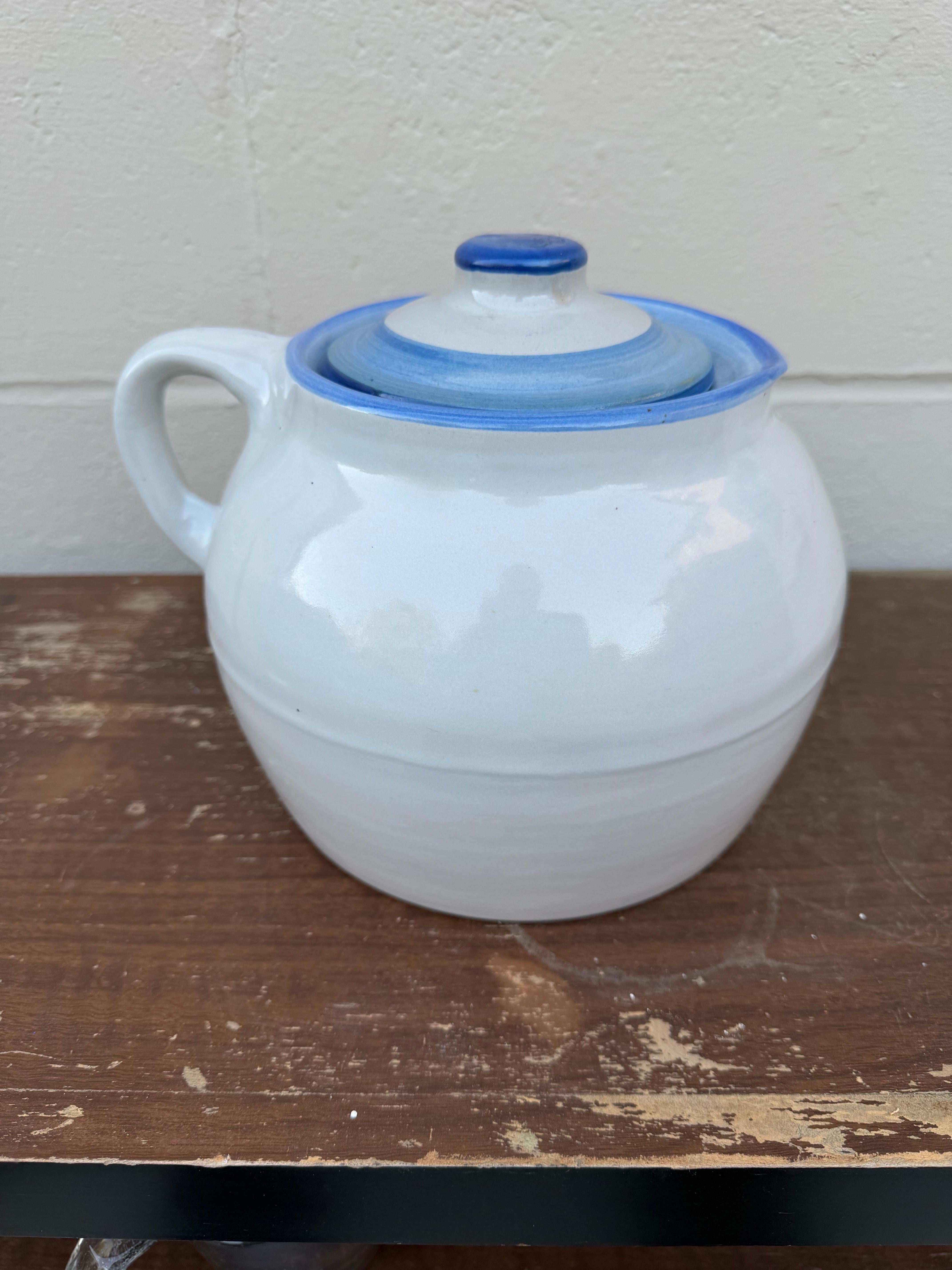 Vintage M.A. Hadley Hand Painted Bean Pot Cookie Jar With Whale Design 2