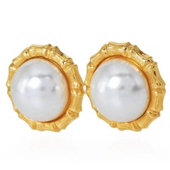 Vintage Mabe Pearl 14K Yellow Gold Stud Earrings, 12mm, 2.8g
