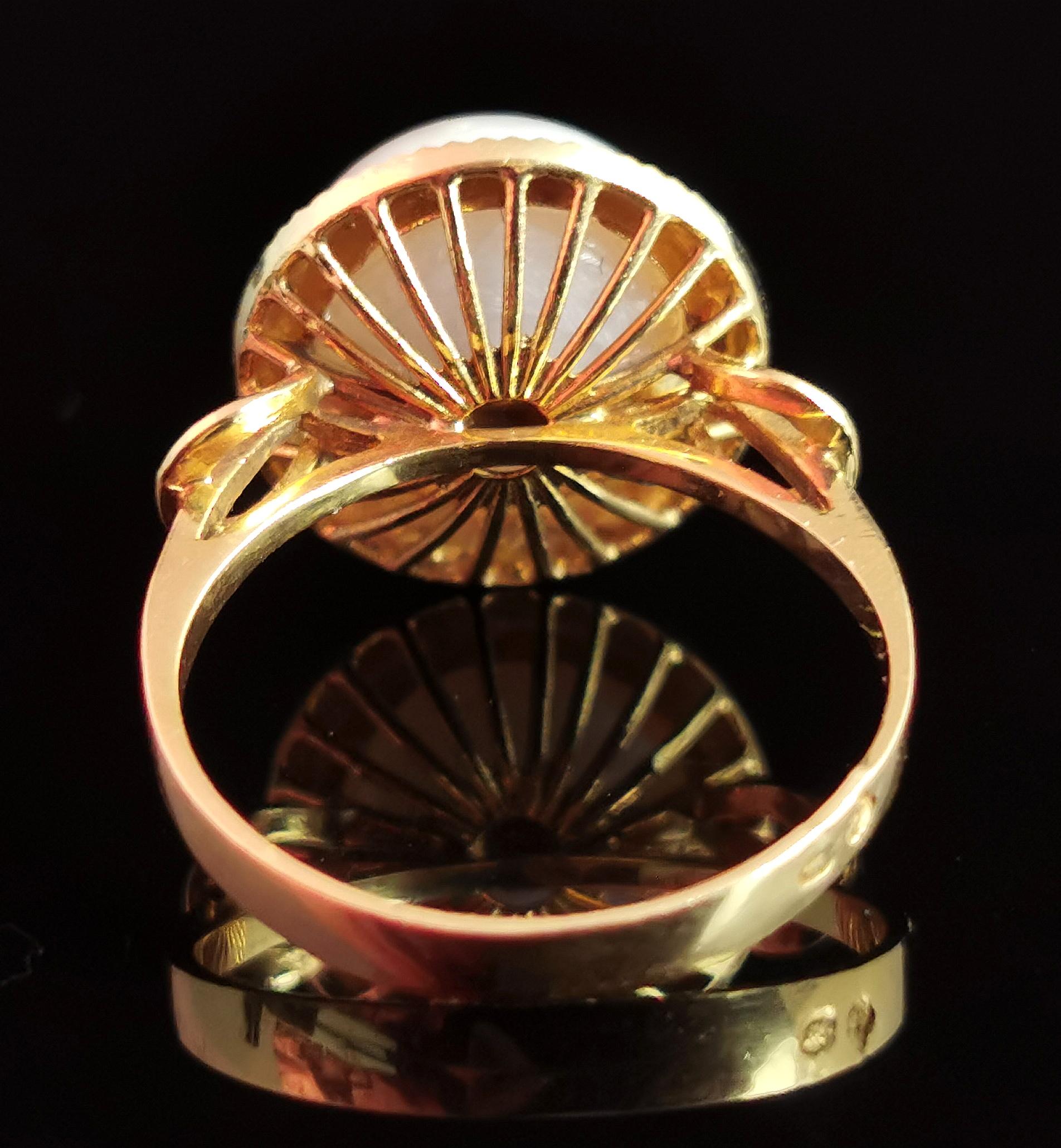 Vintage Mabe Pearl Cocktail Ring, 14k Yellow Gold 2