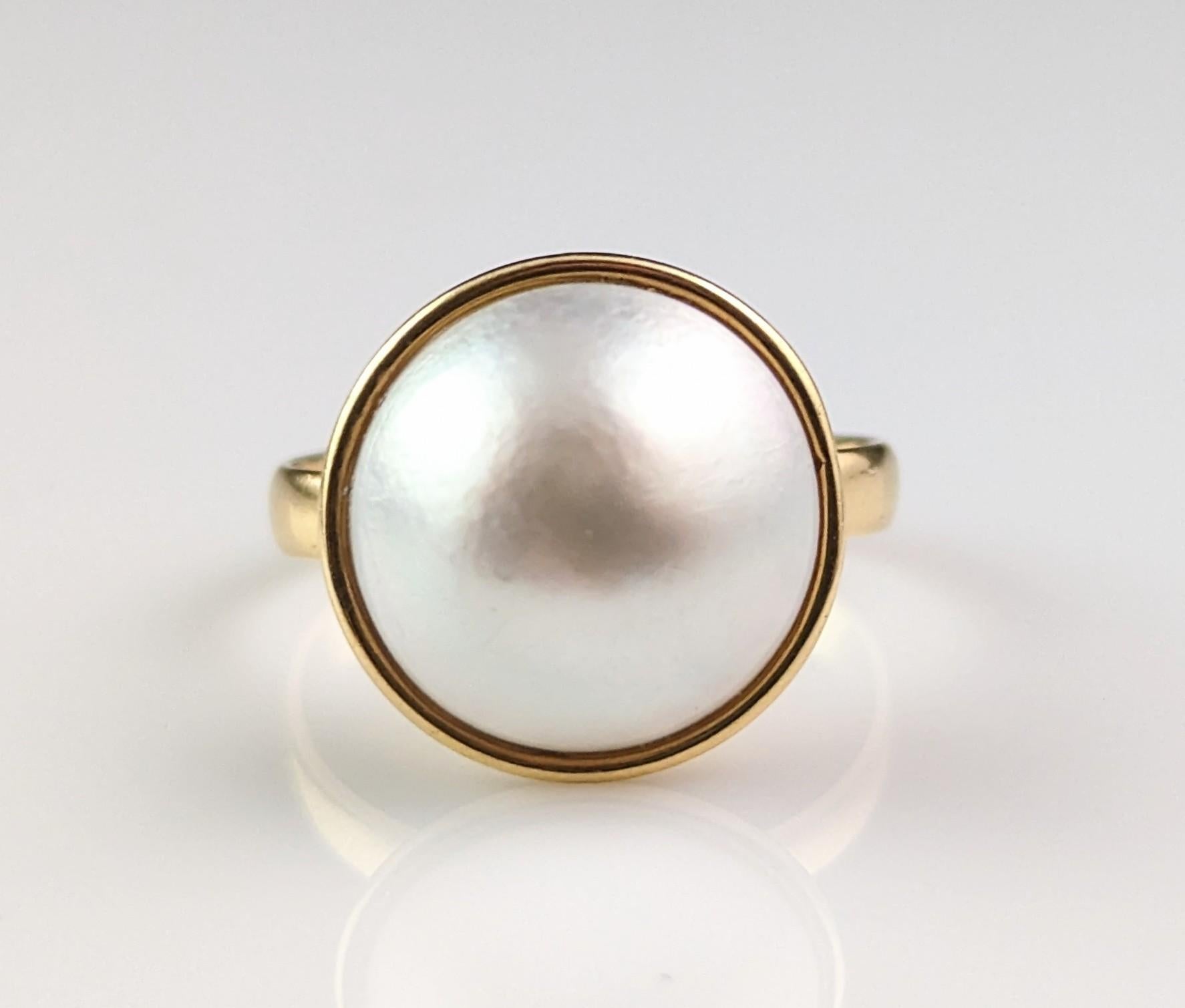 Vintage Mabe pearl cocktail ring, 18k yellow gold  For Sale 6