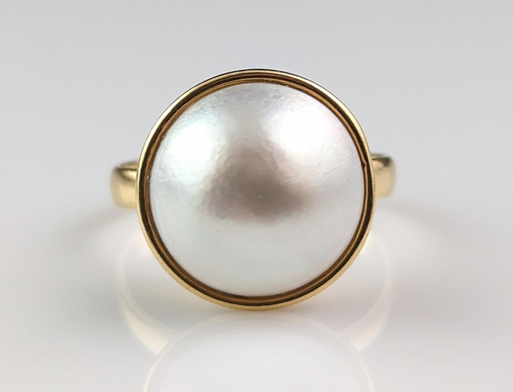 Vintage Mabe pearl cocktail ring, 18k yellow gold  For Sale 7