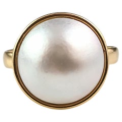 Retro Mabe pearl cocktail ring, 18k yellow gold 