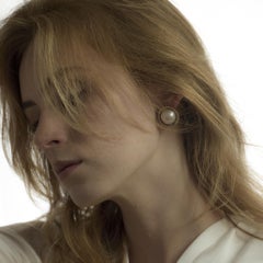 Vintage Mabé pearl diamond 18k yellow gold cluster earrings