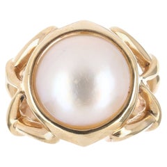 Anello vintage Mabe con perle e oro 14K