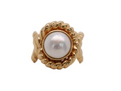 Vintage Mabe Pearl Rope Ring in 14 Karat Yellow Gold