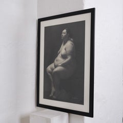 Vintage Mabel Martín Academic Nude Charcoal Drawing