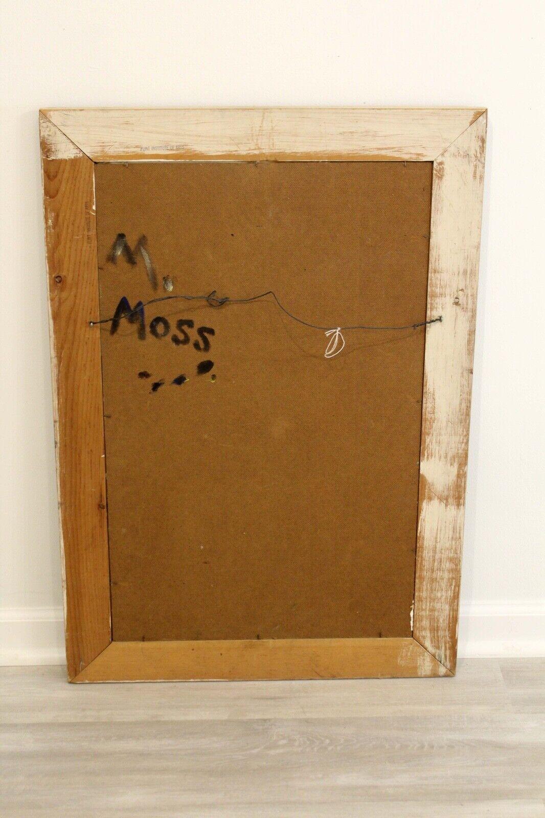 Vintage Mable Moss Mid-Century Modern Abstract Oil Painting on Canvas Framed 4