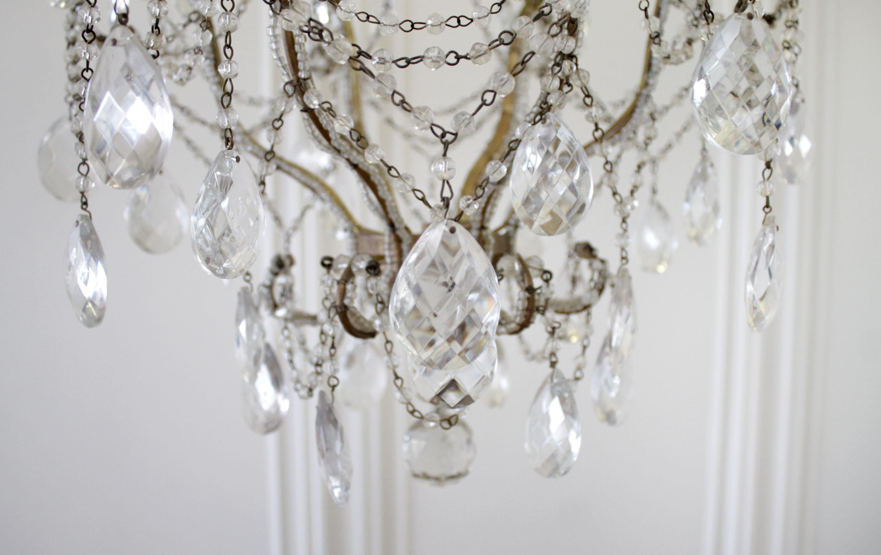 Vintage Macaroni Beaded Arm Chandelier For Sale 1