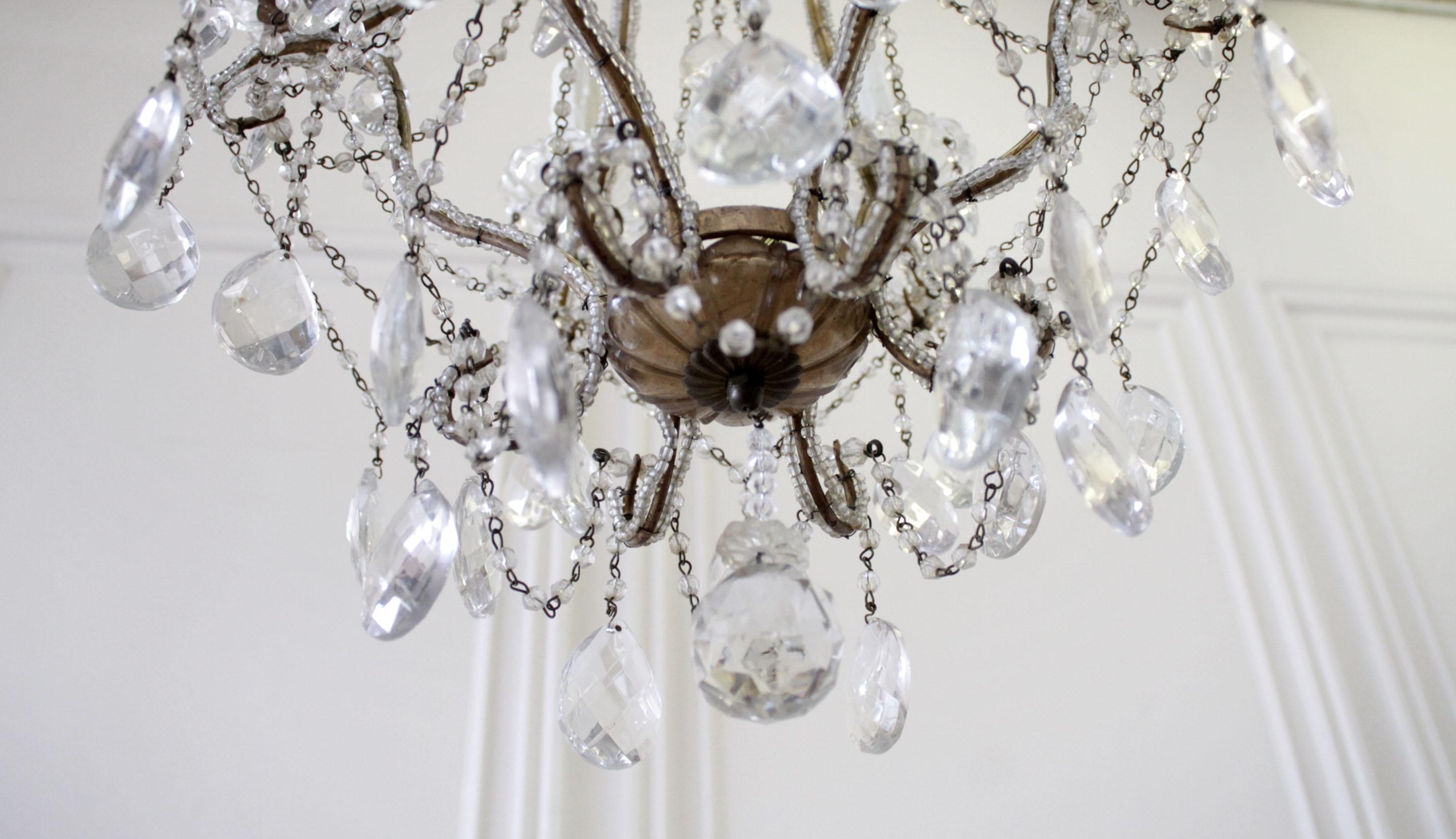 Lampadario a bracci con perline Macaroni vintage in vendita 3