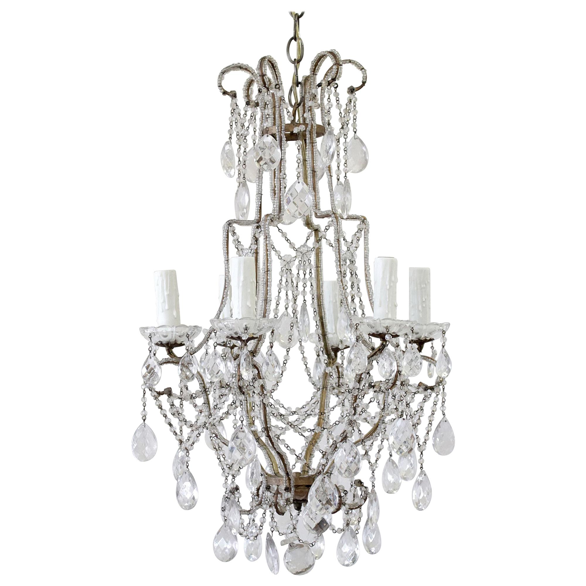 Lampadario a bracci con perline Macaroni vintage in vendita