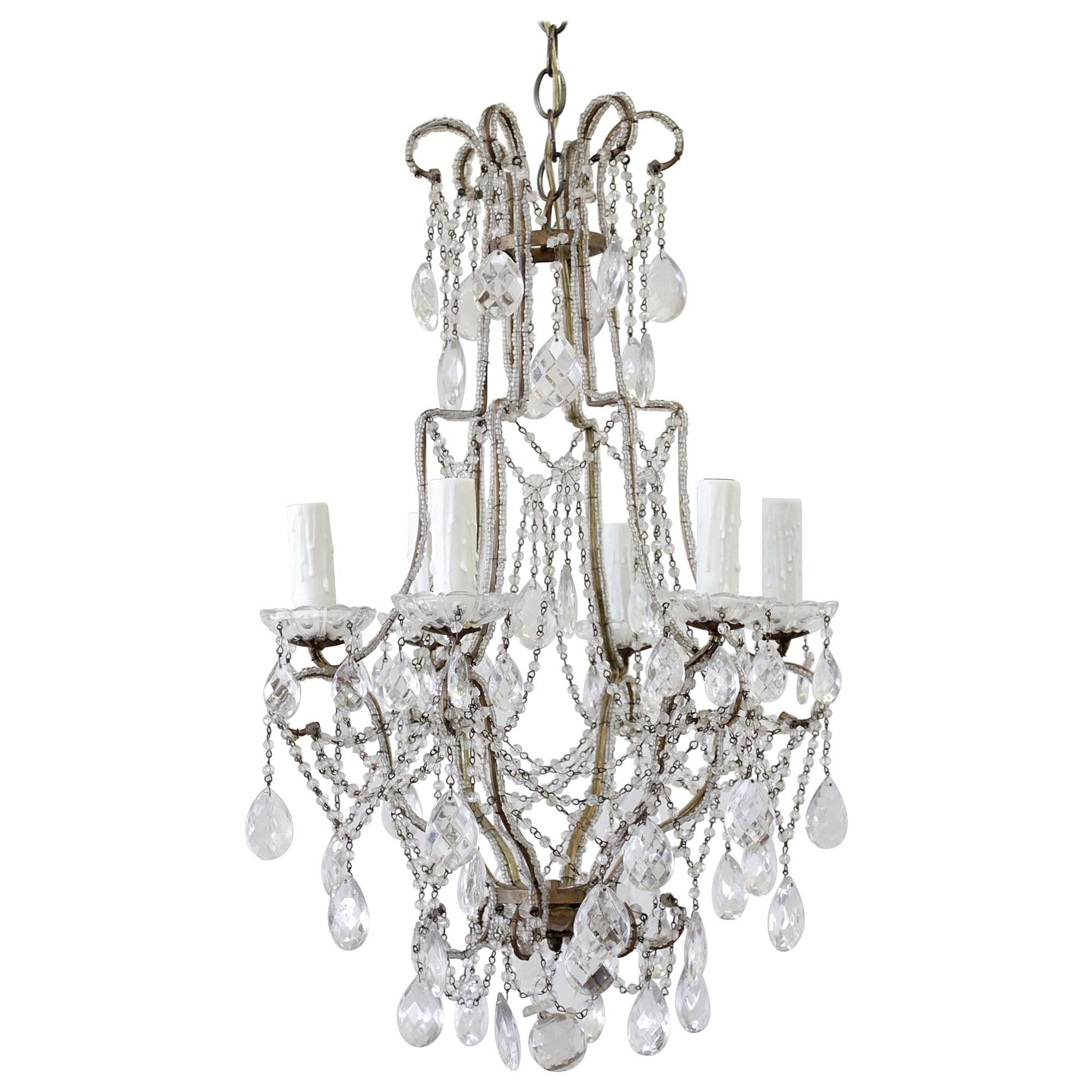 Vintage Macaroni Beaded Arm Chandelier For Sale