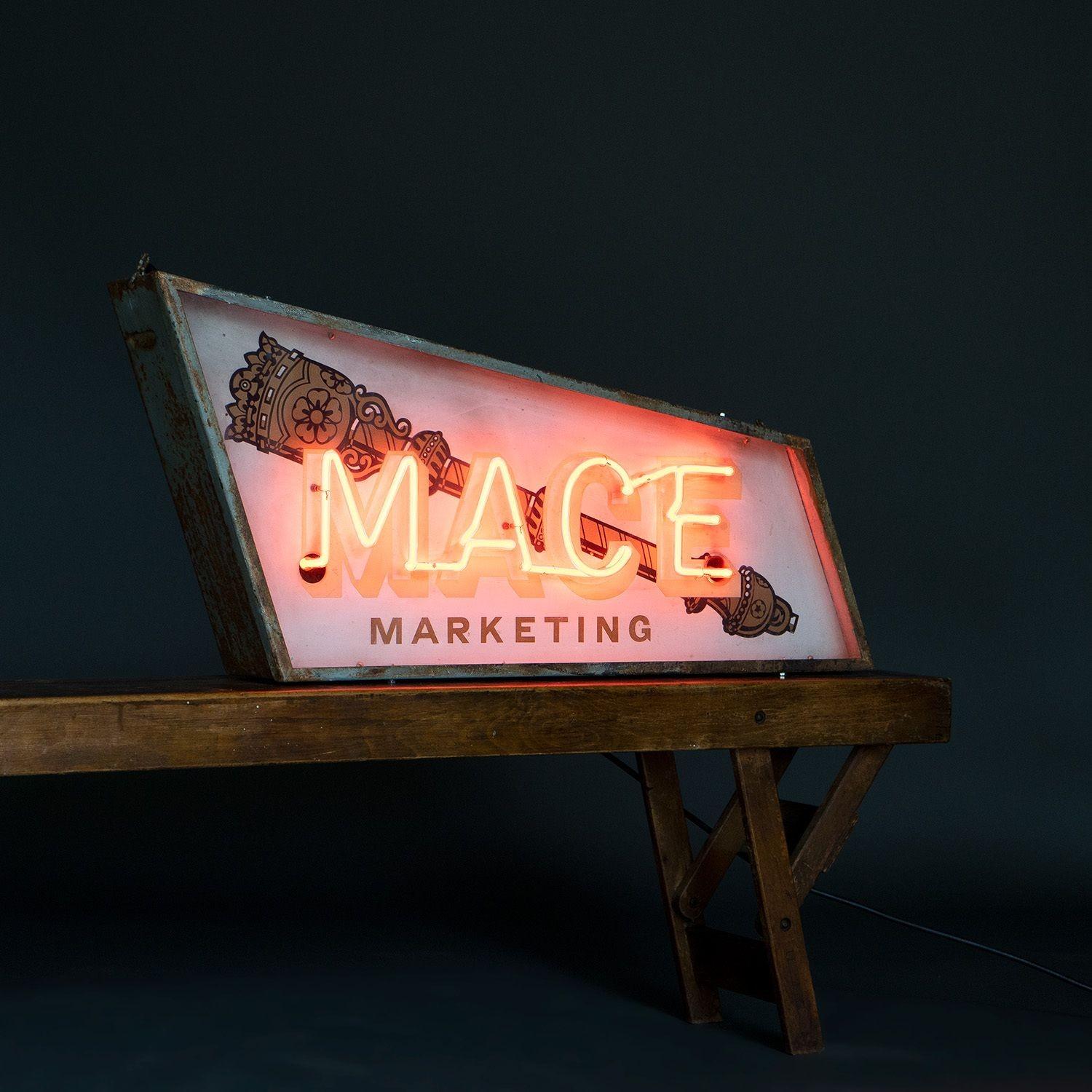 Vintage 'Mace Marketing' Neon Lightbox Advertising Sign, 1950s 5