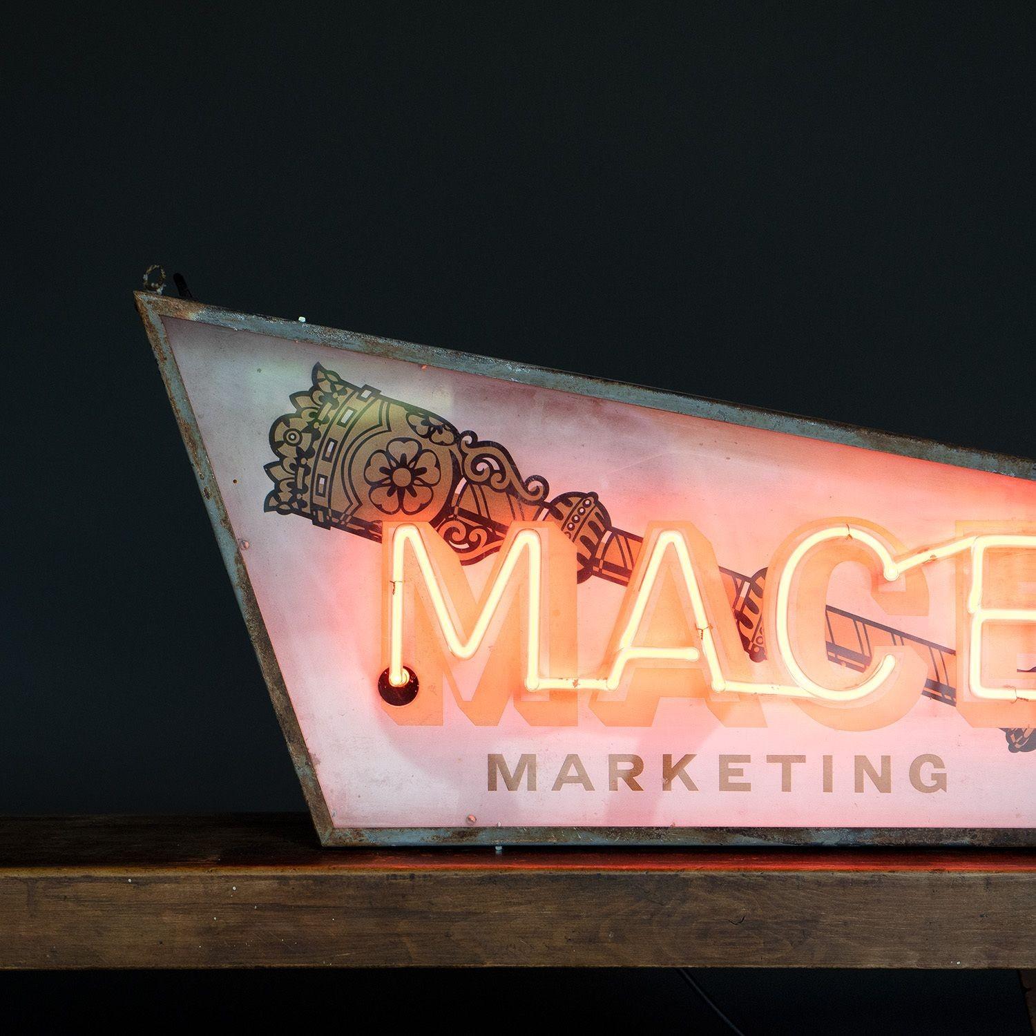 Vintage 'Mace Marketing' Neon Lightbox Advertising Sign, 1950s 6