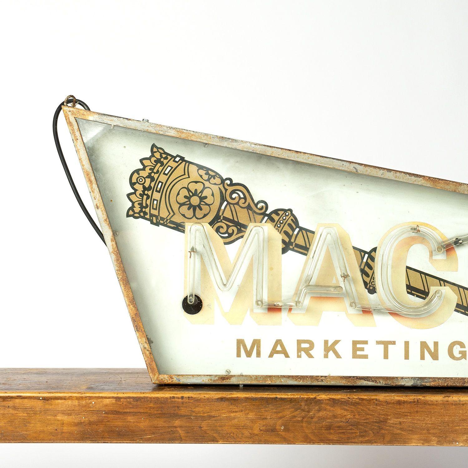 Metal Vintage 'Mace Marketing' Neon Lightbox Advertising Sign, 1950s