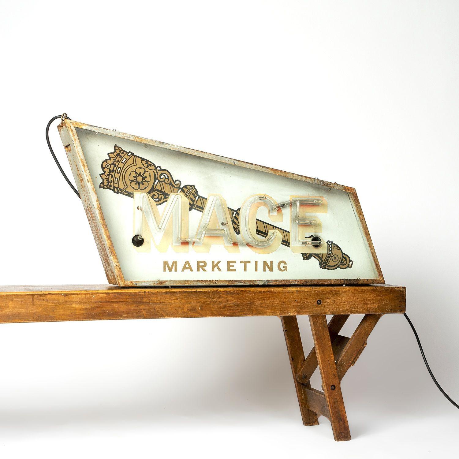 Vintage 'Mace Marketing' Neon Lightbox Advertising Sign, 1950s 1