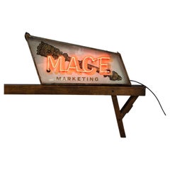 Vintage 'Mace Marketing' Neon Lightbox Advertising Sign, 1950s