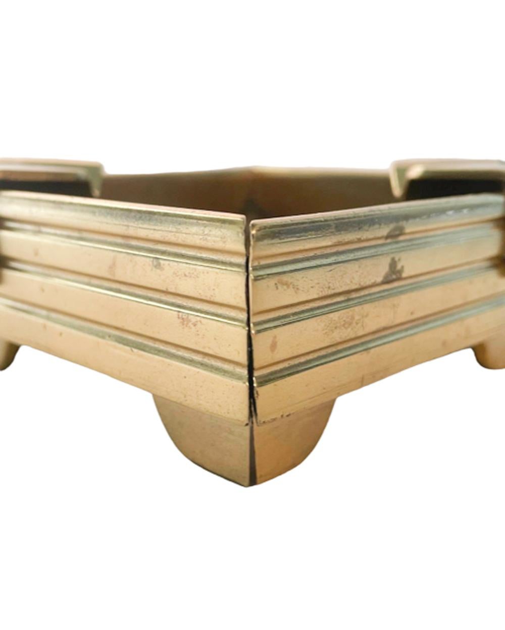 Vintage Machine Age Bronze and Nickel Ashtray / Mitered and Riveted Construction For Sale 6