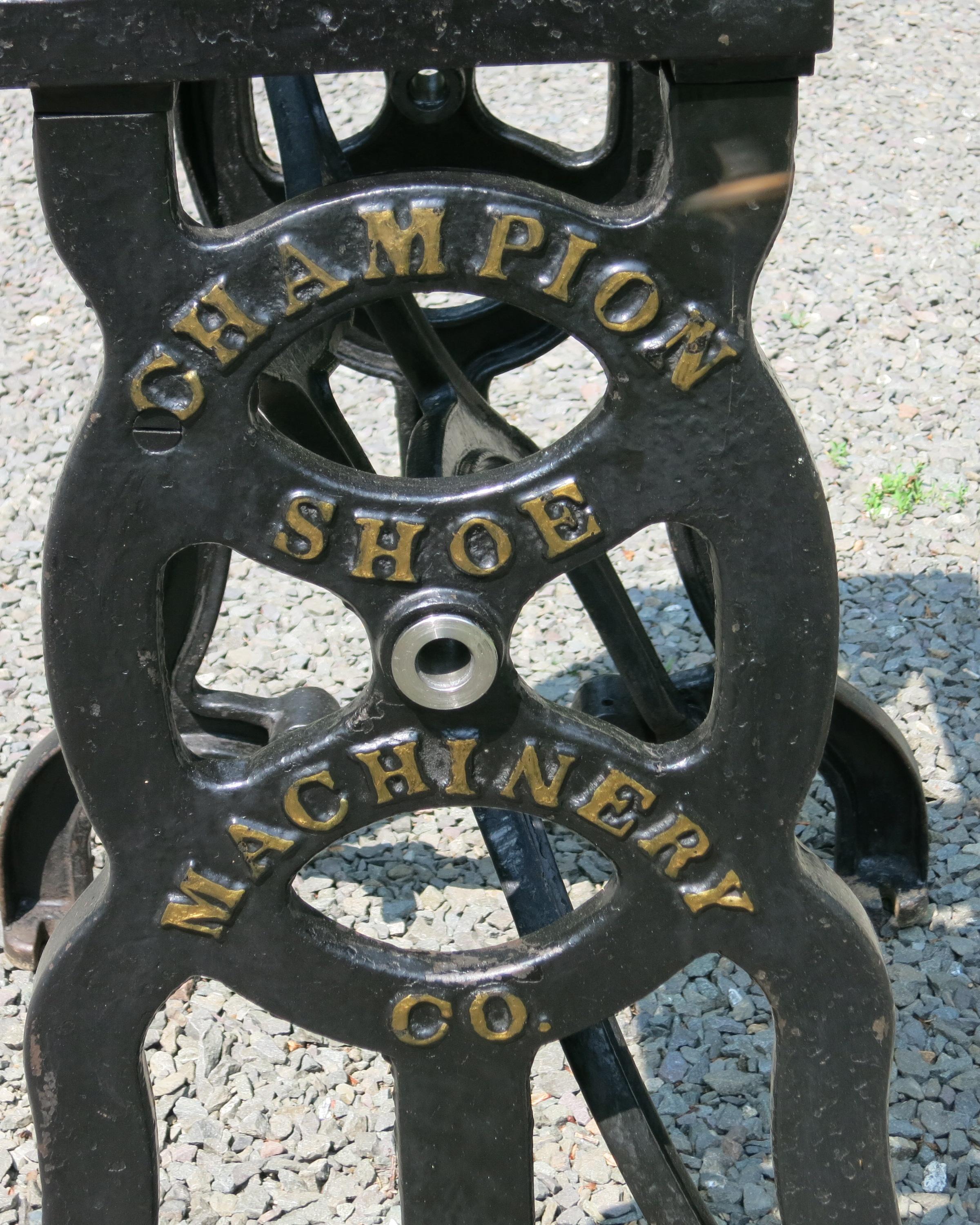 Vintage Cast Iron Machine Base Champion Shoe Manufacturing Co. St. Louis For Sale 1