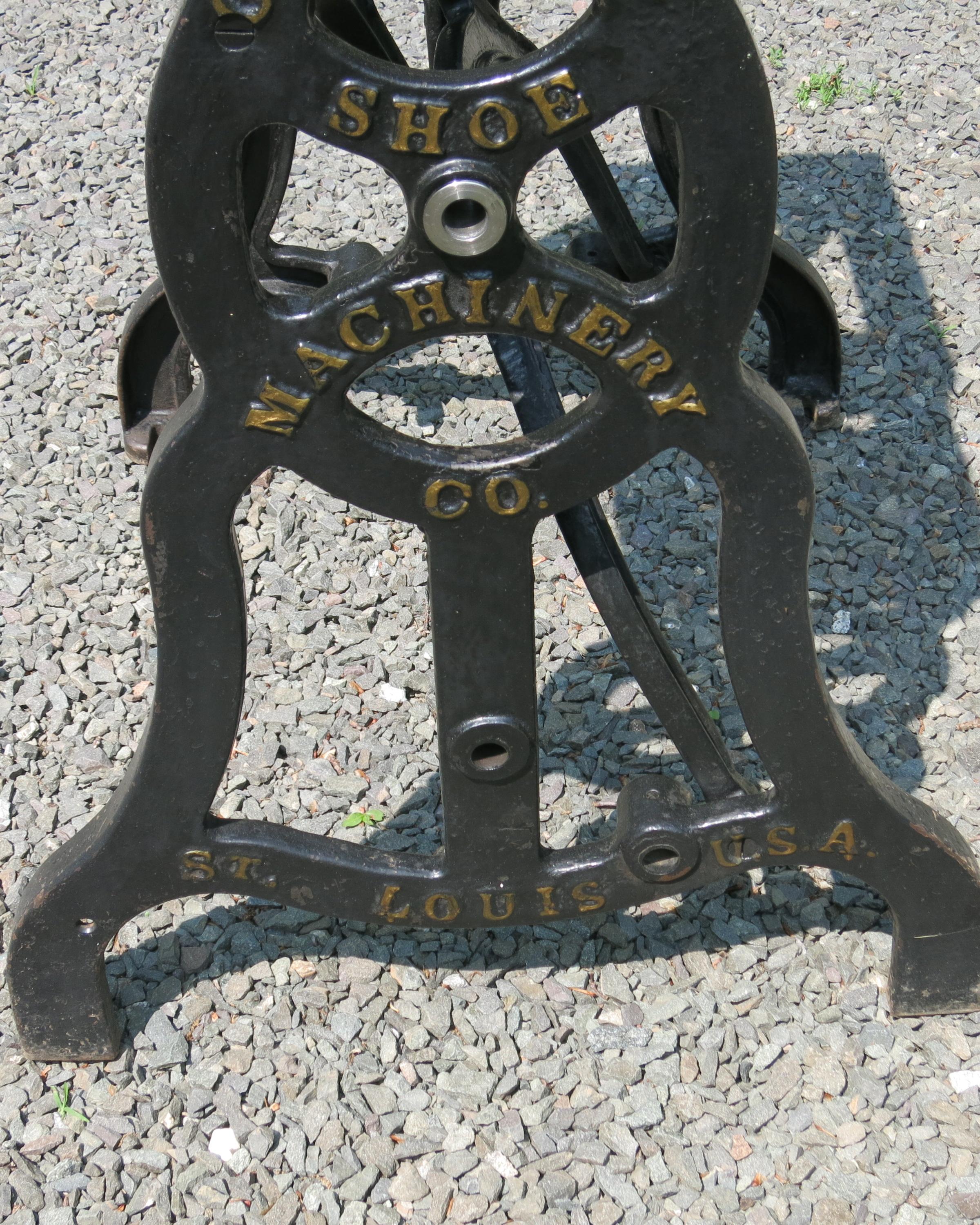 Vintage Cast Iron Machine Base Champion Shoe Manufacturing Co. St. Louis For Sale 2